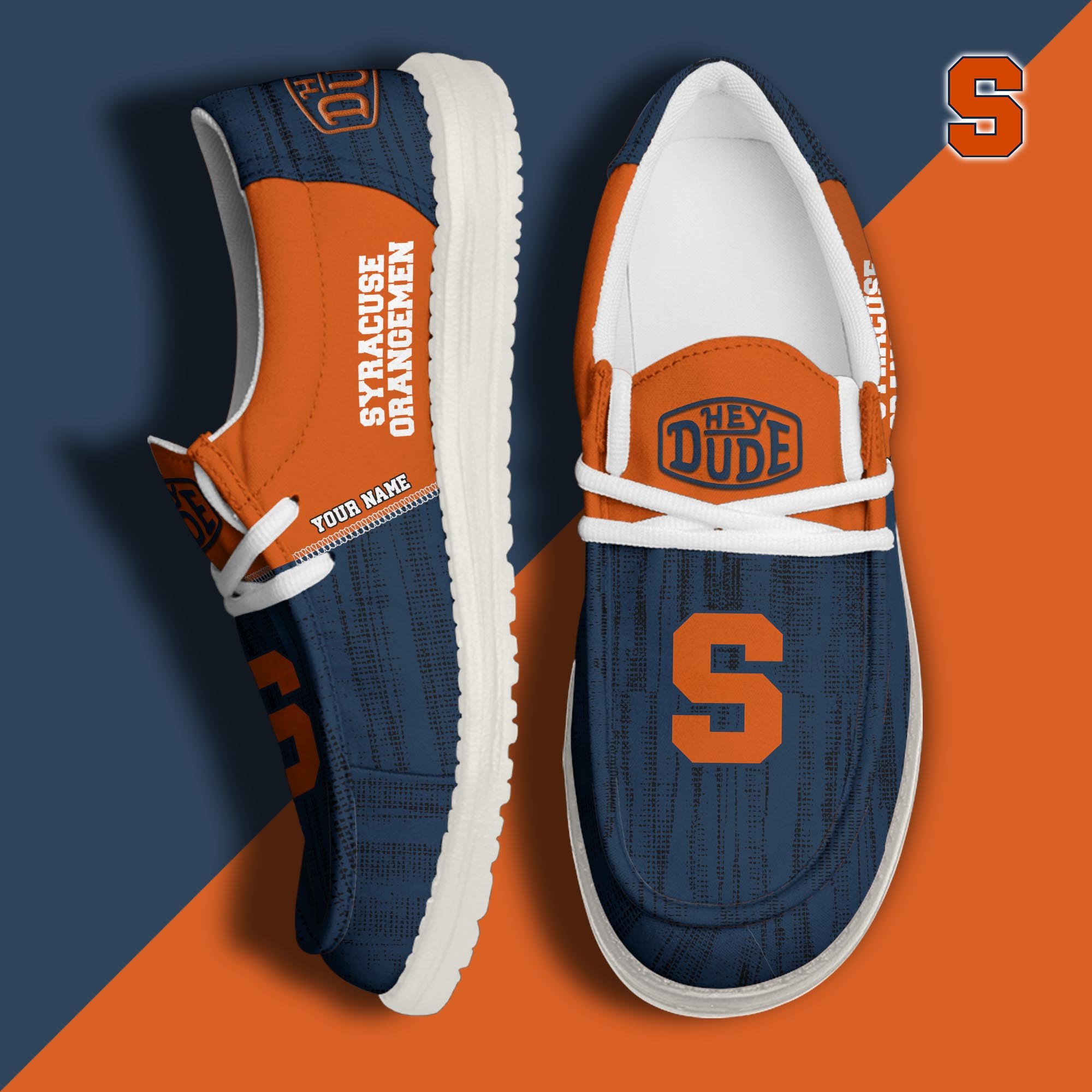 Syracuse Orange Hey Dude Shoes Personalized Your Name, Sport Hey Dudes For Football Fan, Sport Lovers Gifts 61079