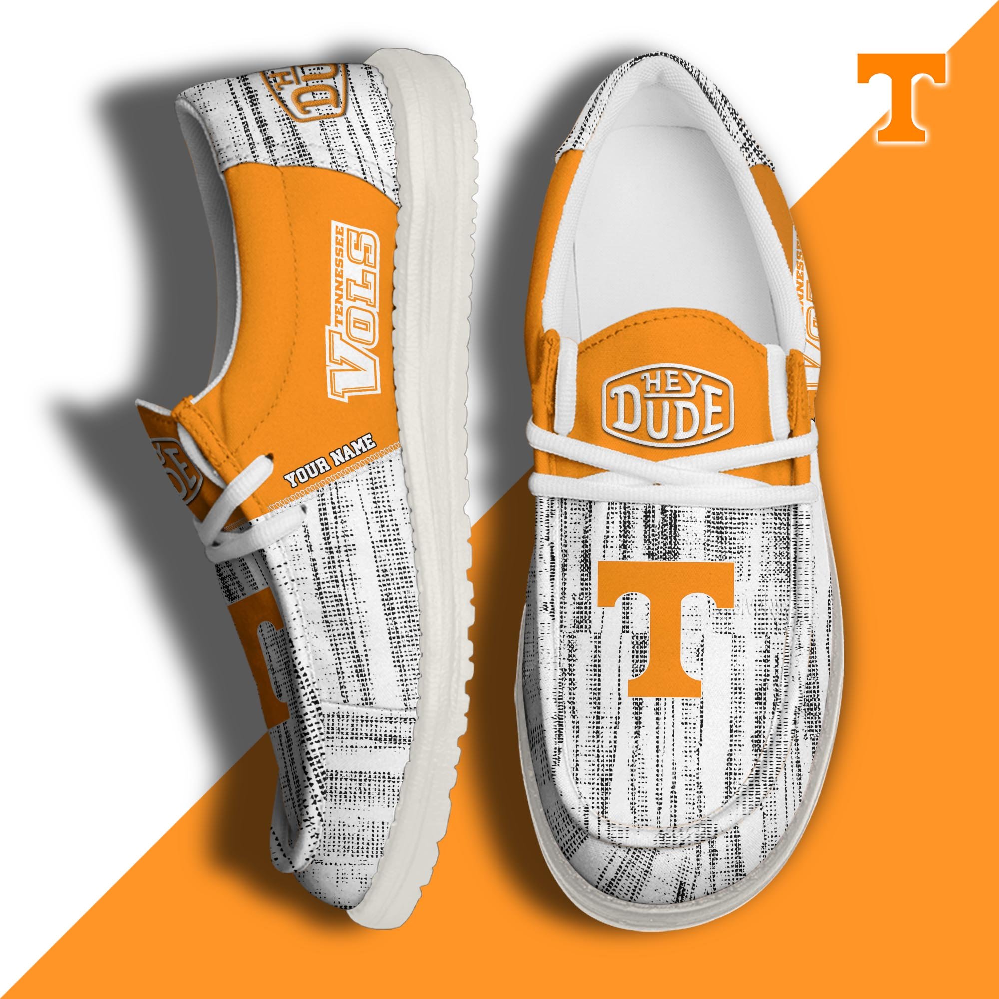 Tennessee Volunteers Hey Dude Shoes Personalized Your Name, Sport Hey Dudes For Football Fan, Sport Lovers Gifts 61079