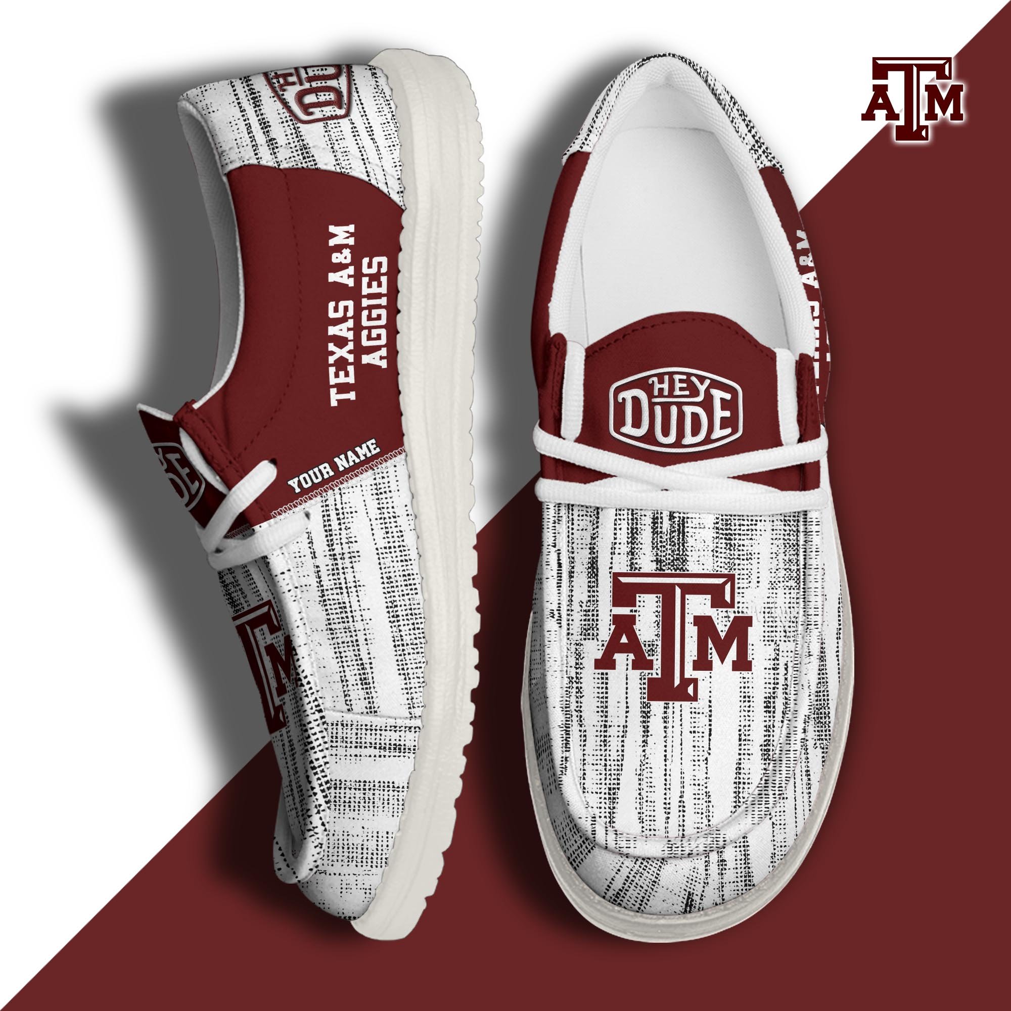 Texas A&M Aggies Hey Dude Shoes Personalized Your Name, Sport Hey Dudes For Football Fan, Sport Lovers Gifts 61079