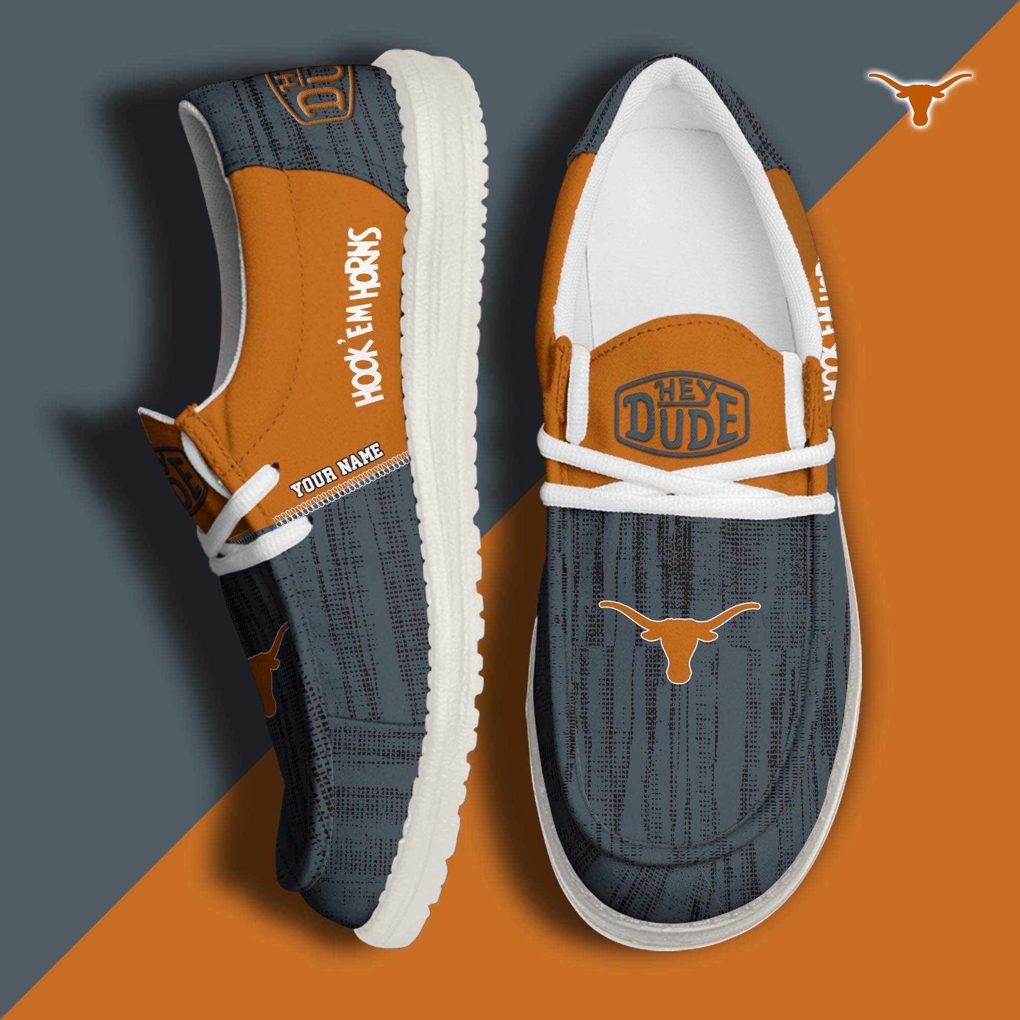 Texas Longhorns Hey Dude Shoes Personalized Your Name, Sport Hey Dudes For Football Fan, Sport Lovers Gifts 61079