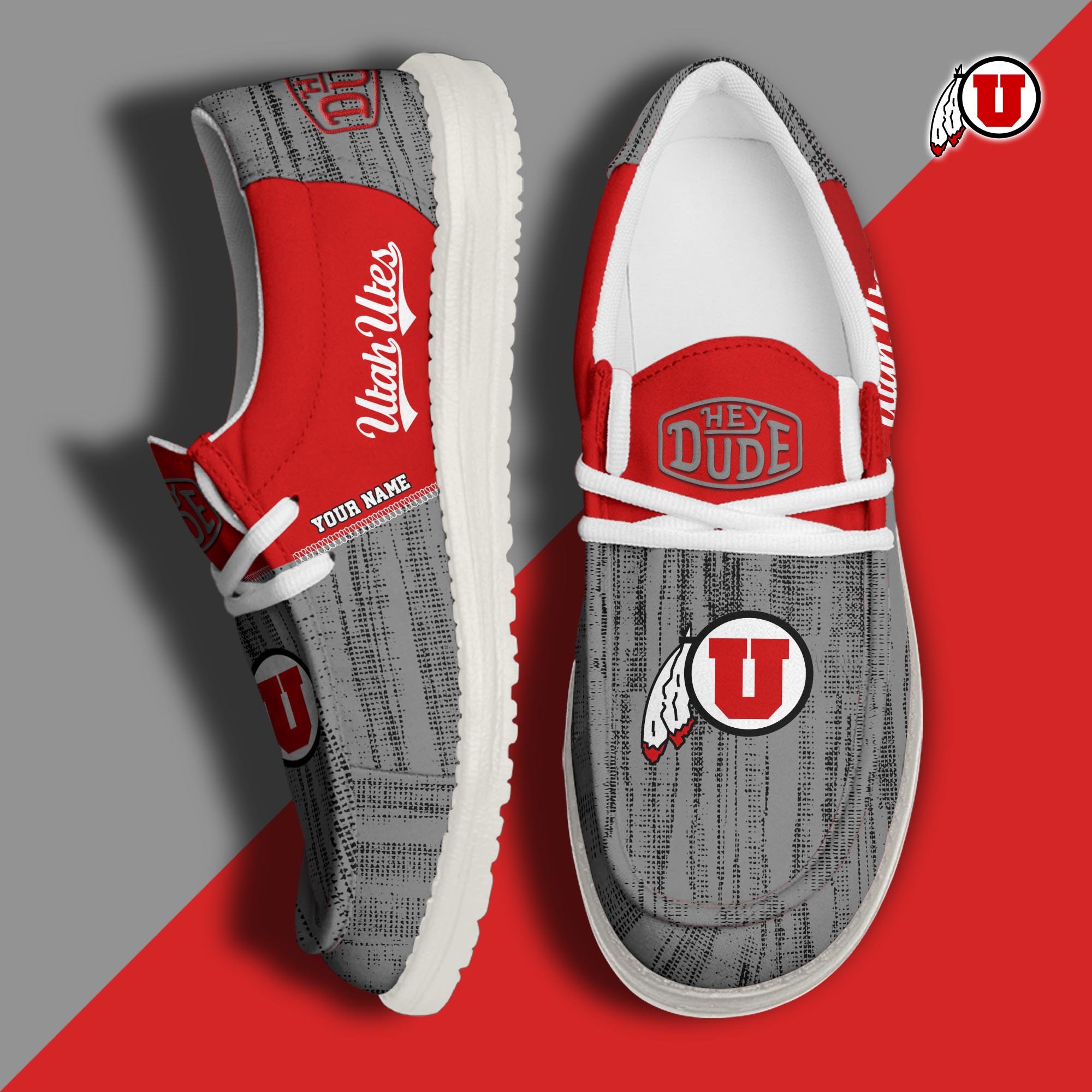 Utah Utes Hey Dude Shoes Personalized Your Name, Sport Hey Dudes For Football Fan, Sport Lovers Gifts 61079