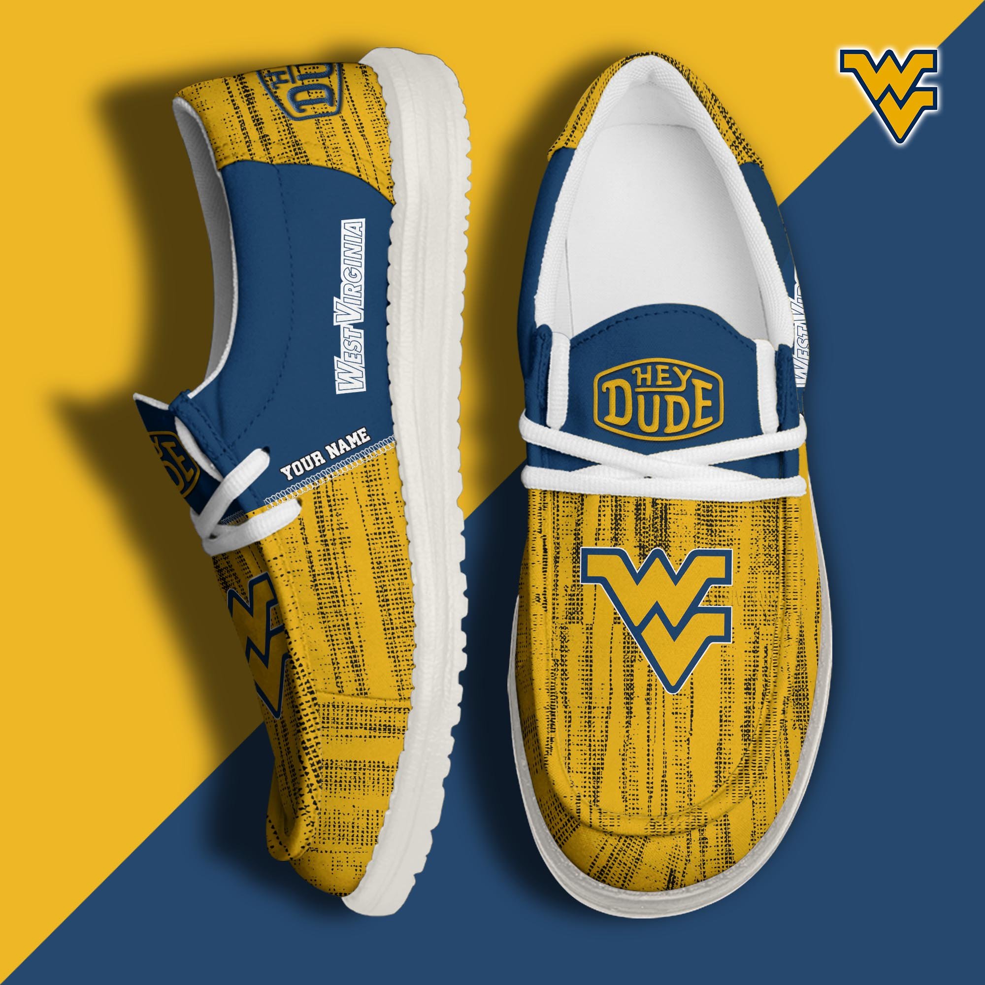 West Virginia Mountaineers Hey Dude Shoes Personalized Your Name, Sport Hey Dudes For Football Fan, Sport Lovers Gifts 61079