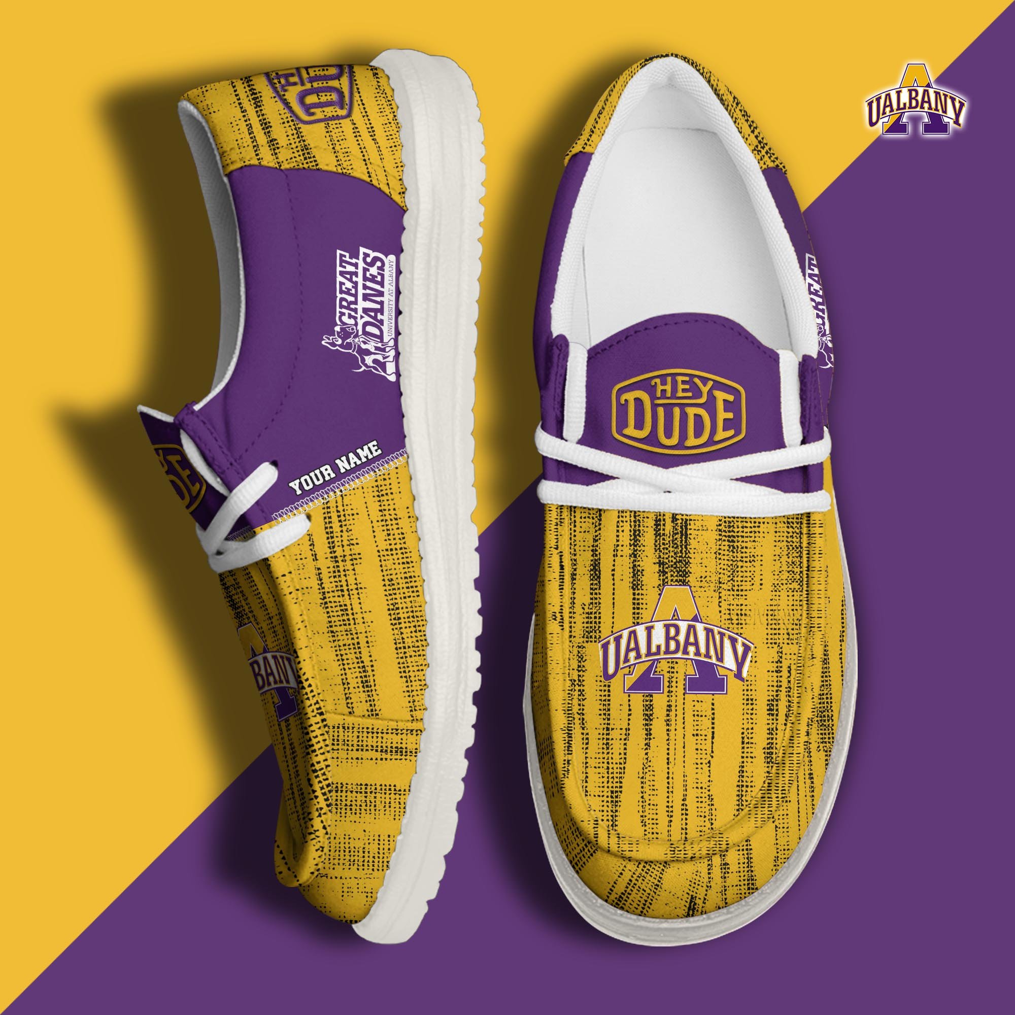 Albany Great Danes Hey Dude Shoes Personalized Your Name, Sport Hey Dudes For Football Fan, Sport Lovers Gifts 61079