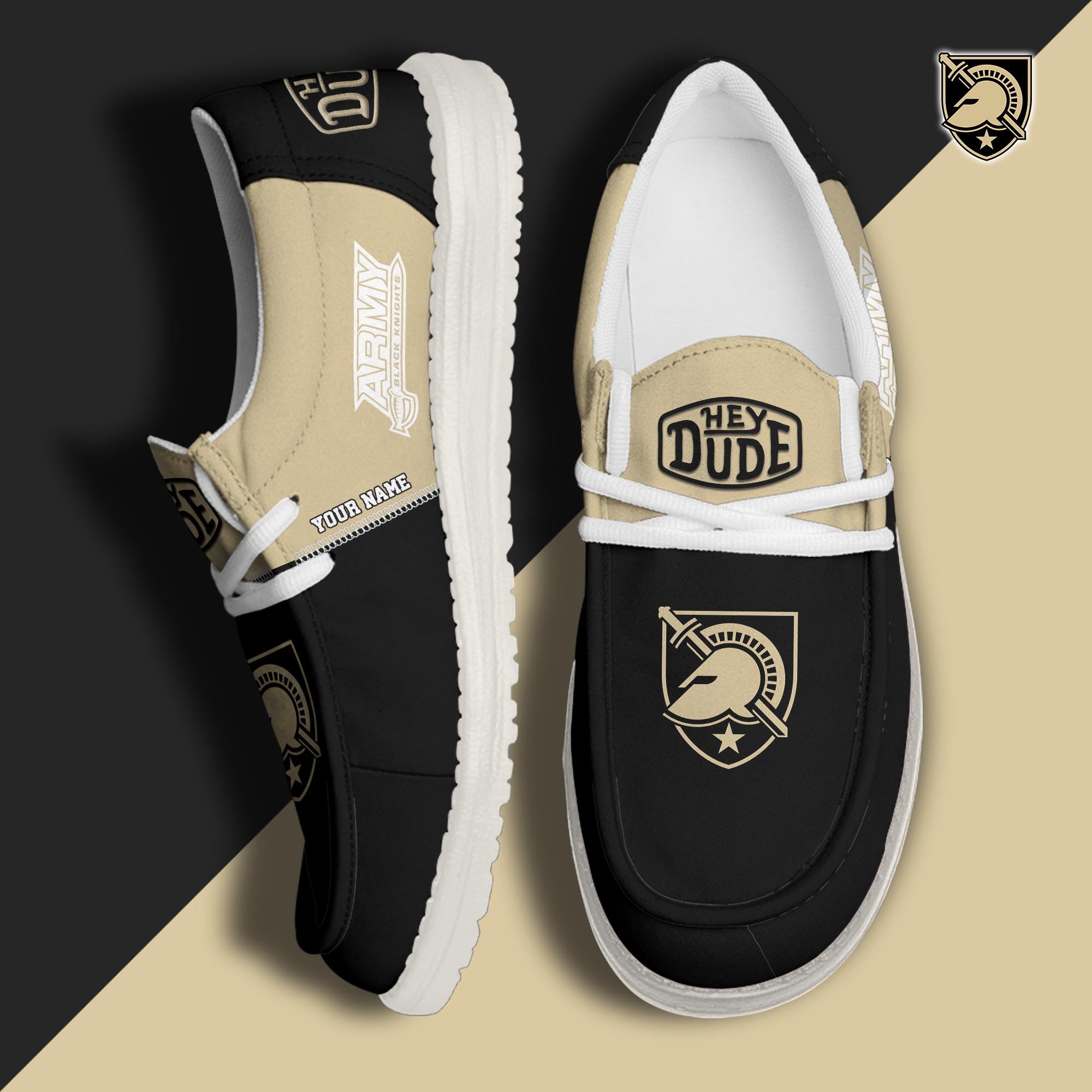 Army Black Knights Hey Dude Shoes Personalized Your Name, Sport Hey Dudes For Football Fan, Sport Lovers Gifts 61079