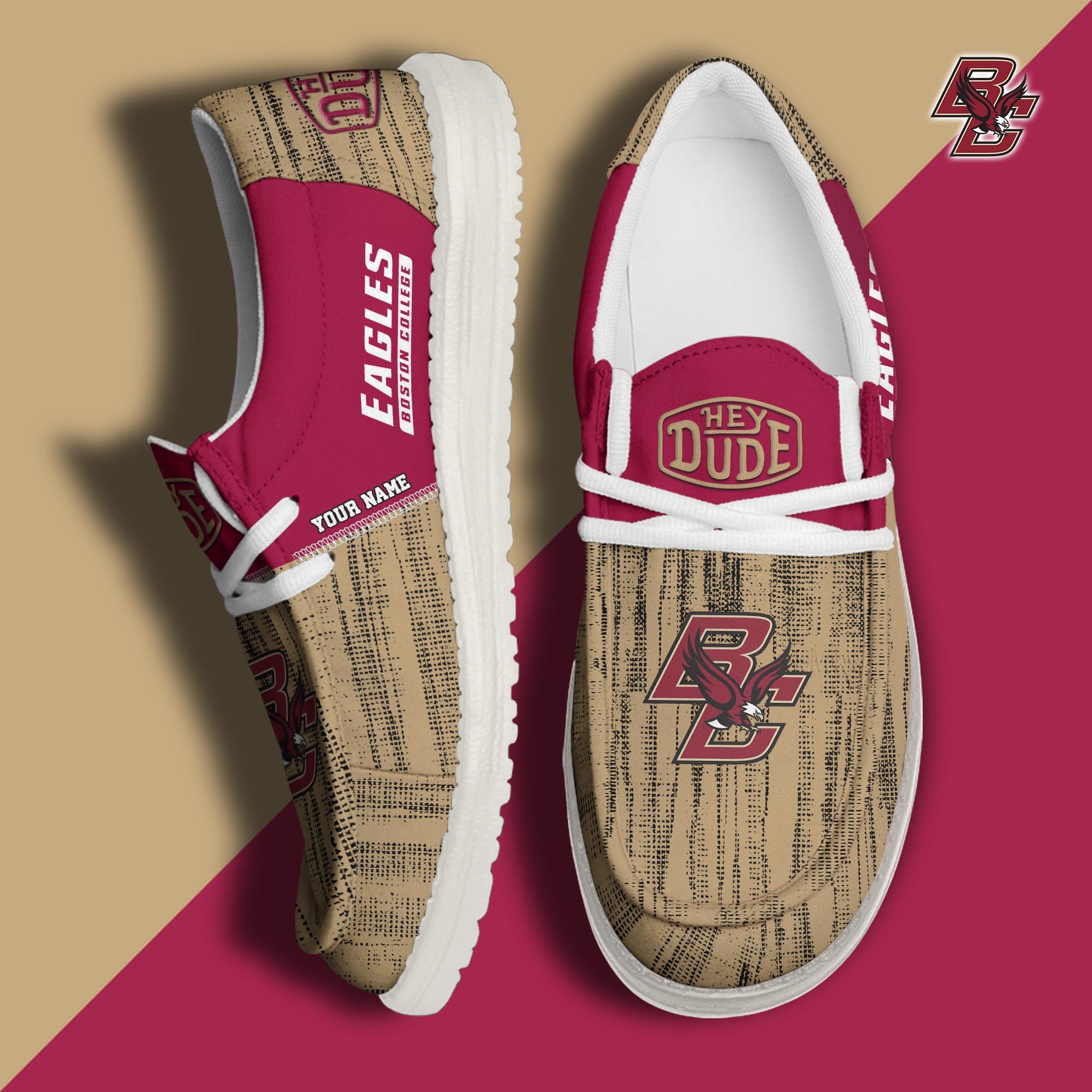 Boston College Eagles Hey Dude Shoes Personalized Your Name, Sport Hey Dudes For Football Fan, Sport Lovers Gifts 61079