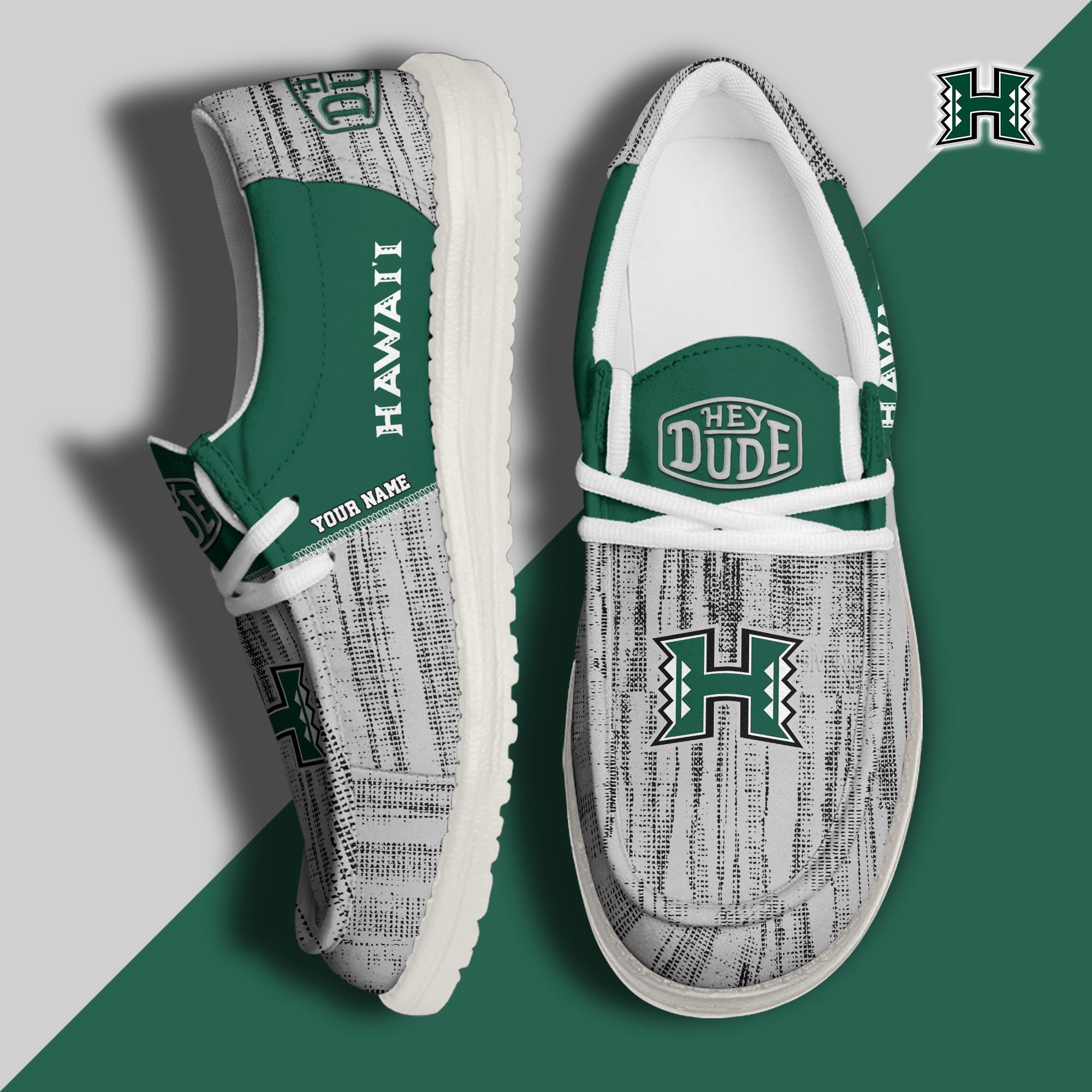 Hawaii Rainbow Warriors Hey Dude Shoes Personalized Your Name, Sport Hey Dudes For Football Fan, Sport Lovers Gifts 61079