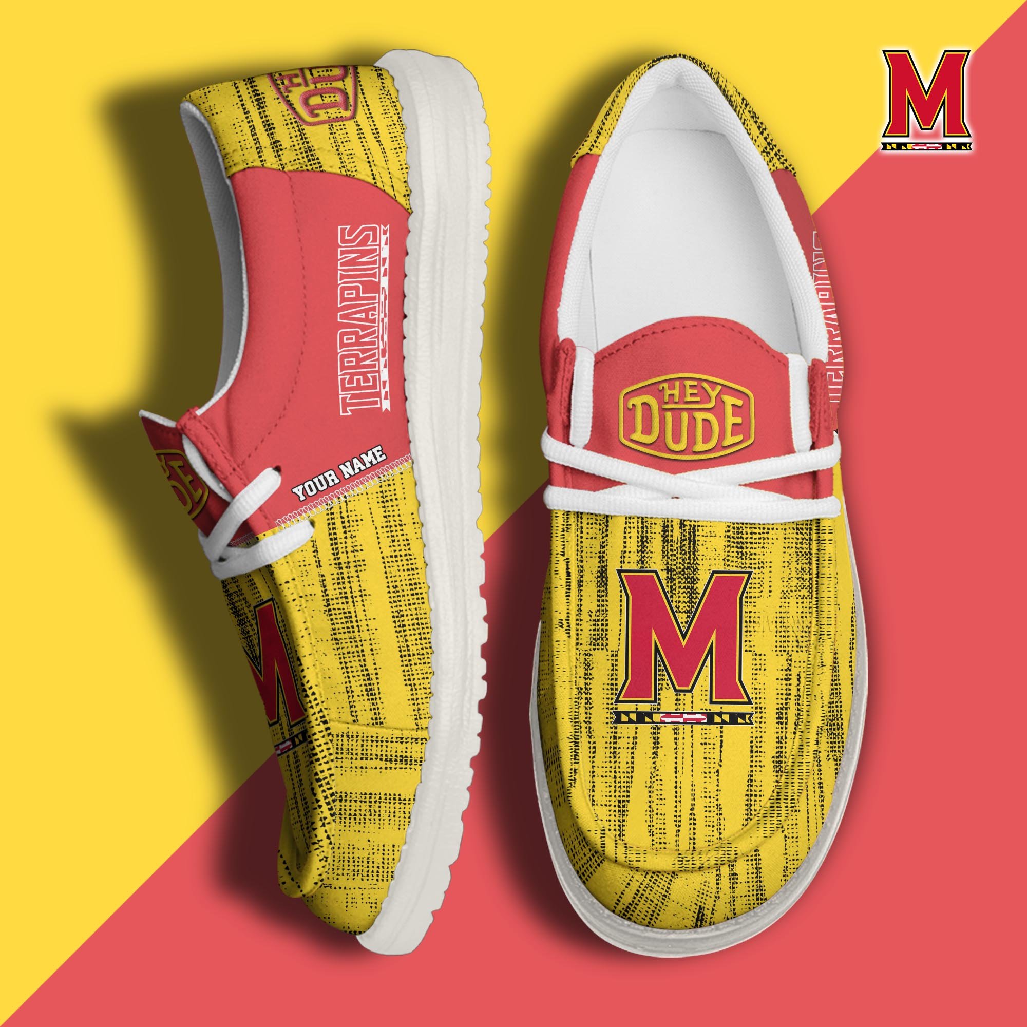 Maryland Terrapins Hey Dude Shoes Personalized Your Name, Sport Hey Dudes For Football Fan, Sport Lovers Gifts 61079