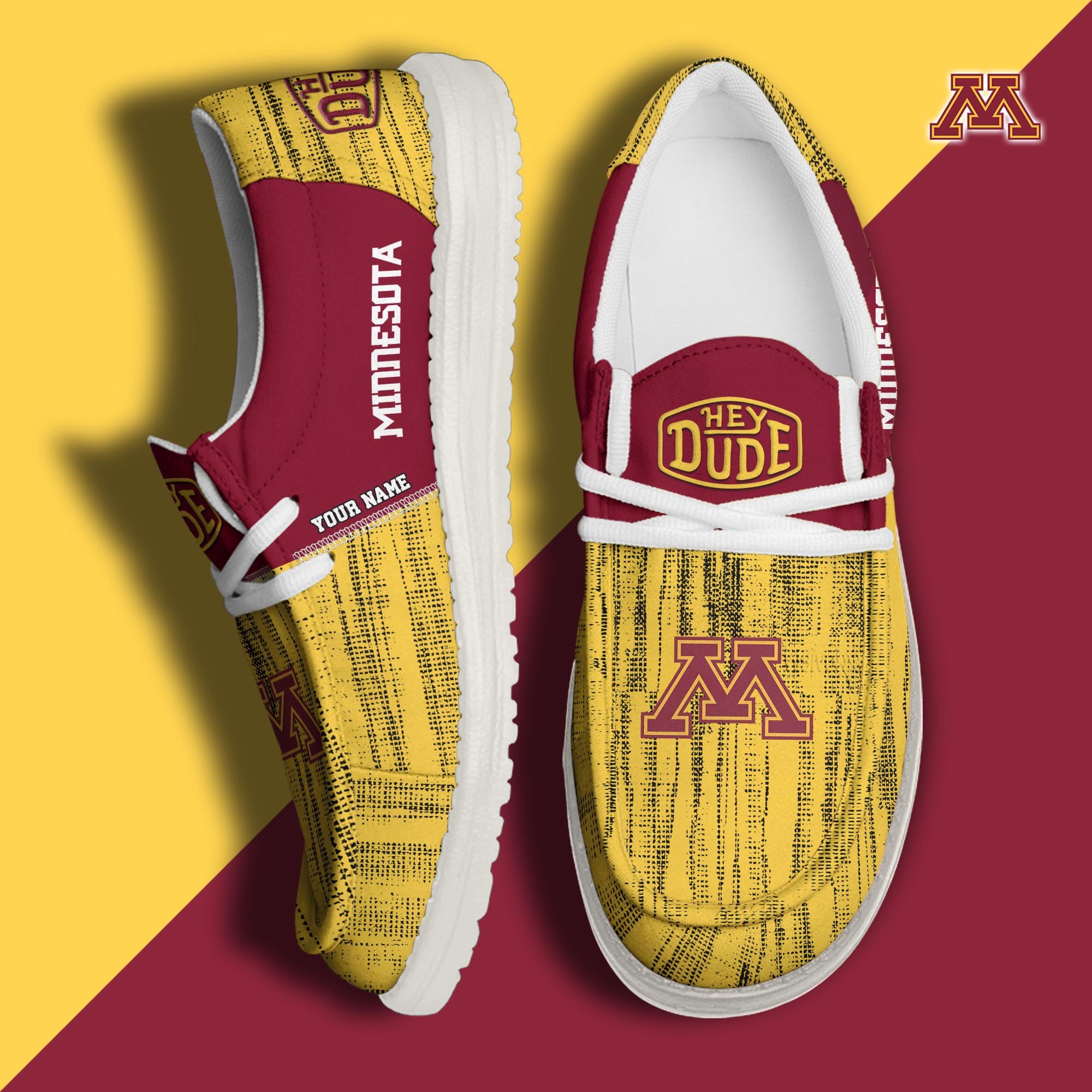 Minnesota Golden Gophers Hey Dude Shoes Personalized Your Name, Sport Hey Dudes For Football Fan, Sport Lovers Gifts 61079