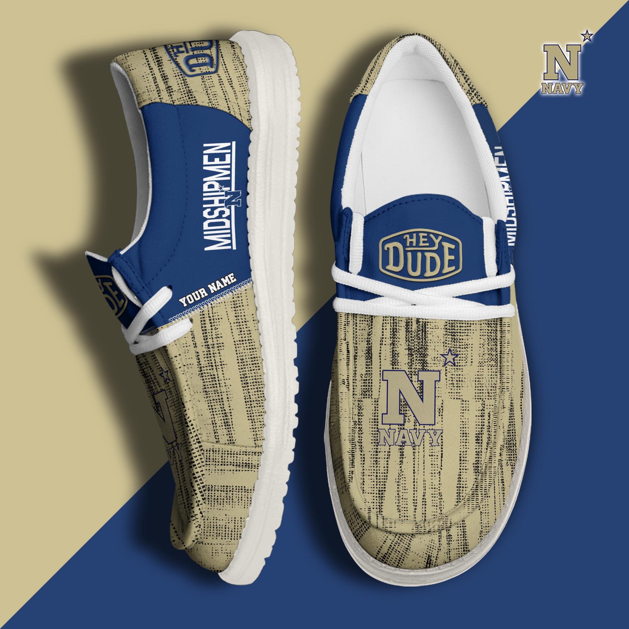 Navy Midshipmen Hey Dude Shoes Personalized Your Name, Sport Hey Dudes For Football Fan, Sport Lovers Gifts 61079