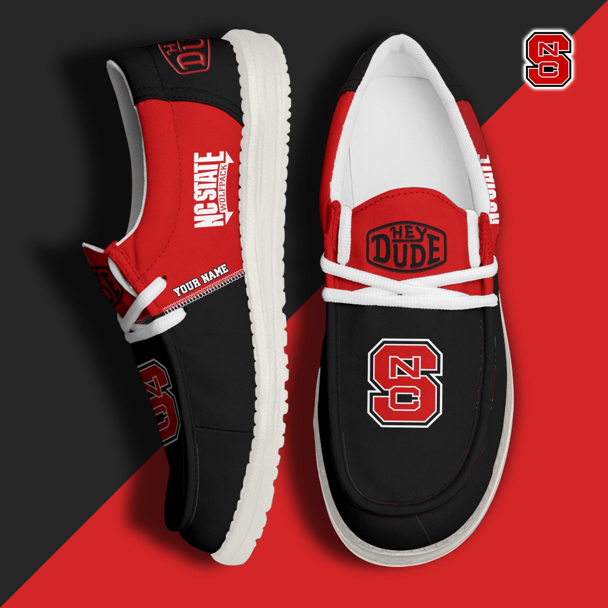 NC State Wolfpack Hey Dude Shoes Personalized Your Name, Sport Hey Dudes For Football Fan, Sport Lovers Gifts 61079