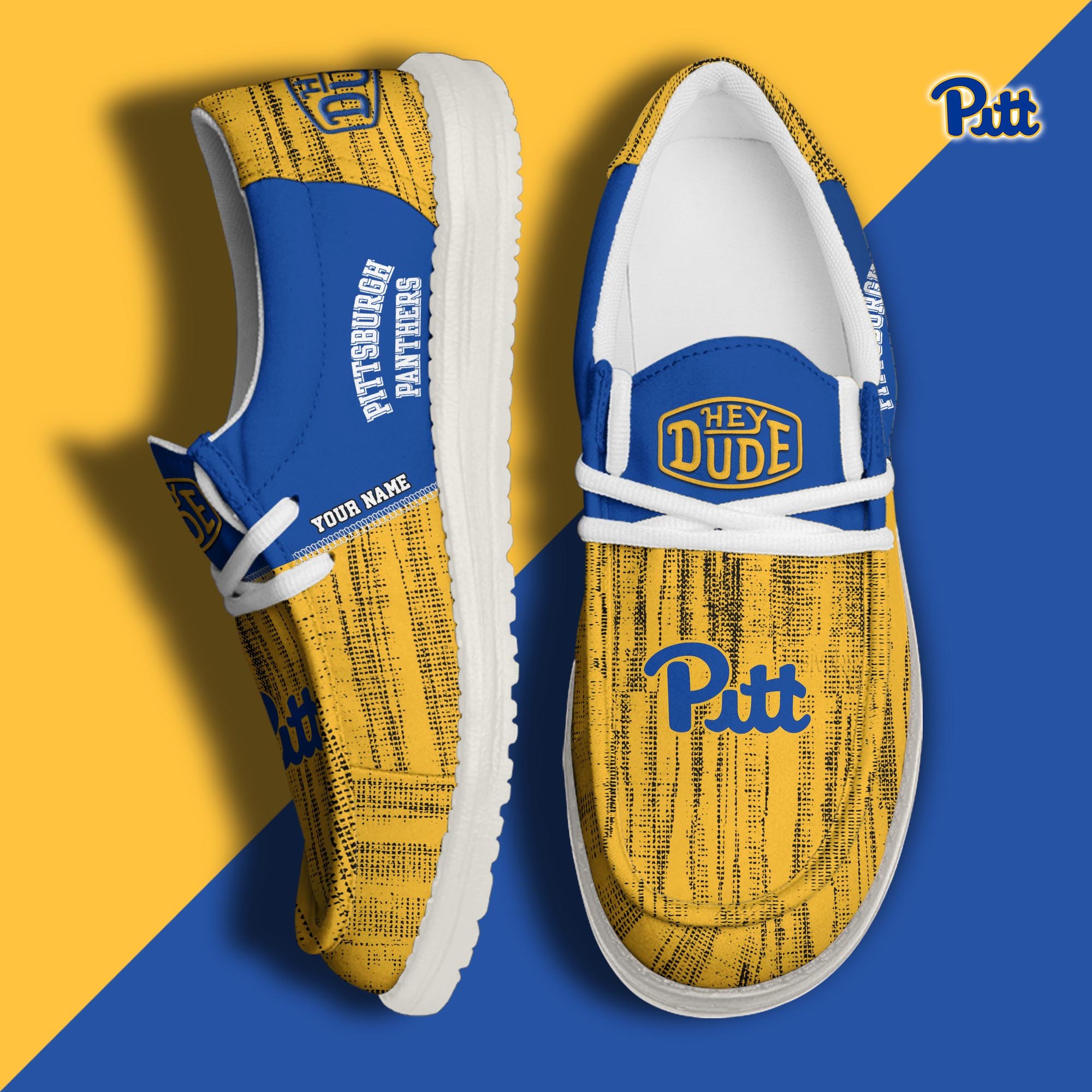 Pittsburgh Panthers Hey Dude Shoes Personalized Your Name, Sport Hey Dudes For Football Fan, Sport Lovers Gifts 61079