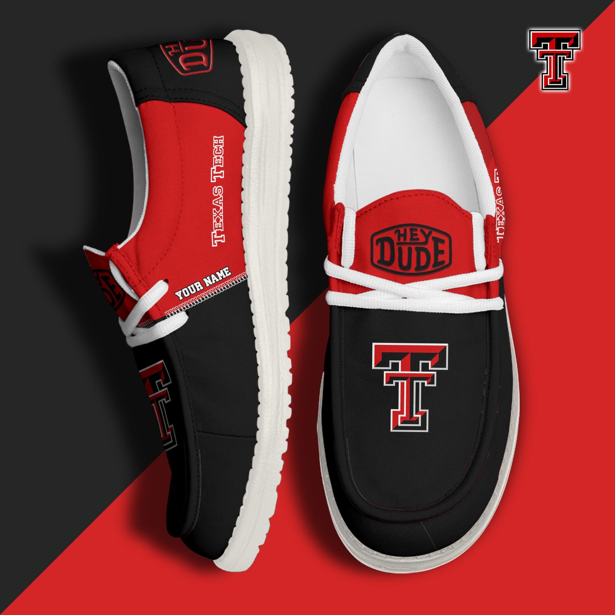 Texas Tech Red Raiders Hey Dude Shoes Personalized Your Name, Sport Hey Dudes For Football Fan, Sport Lovers Gifts 61079