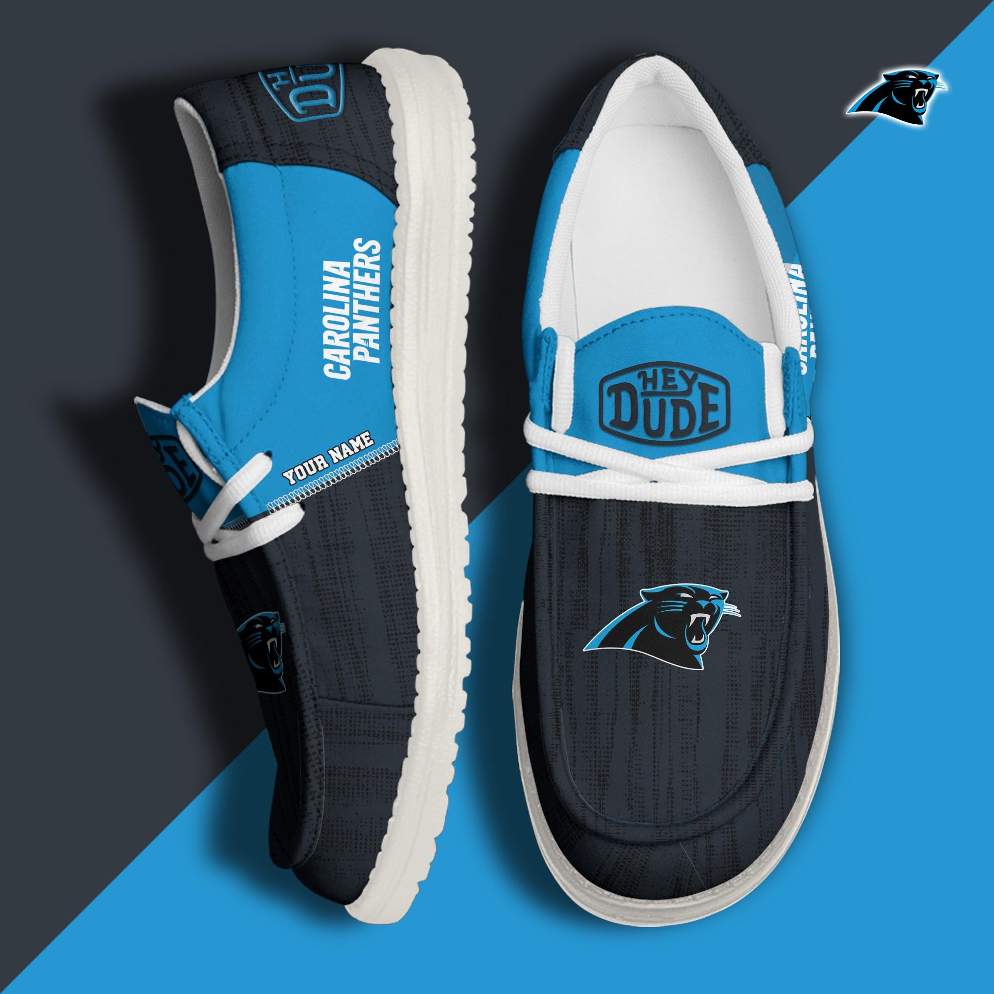 Carolina Panthers Hey Dude Shoes Personalized Your Name, Sport Hey Dudes For Football Fan, Sport Lovers Gifts 61079