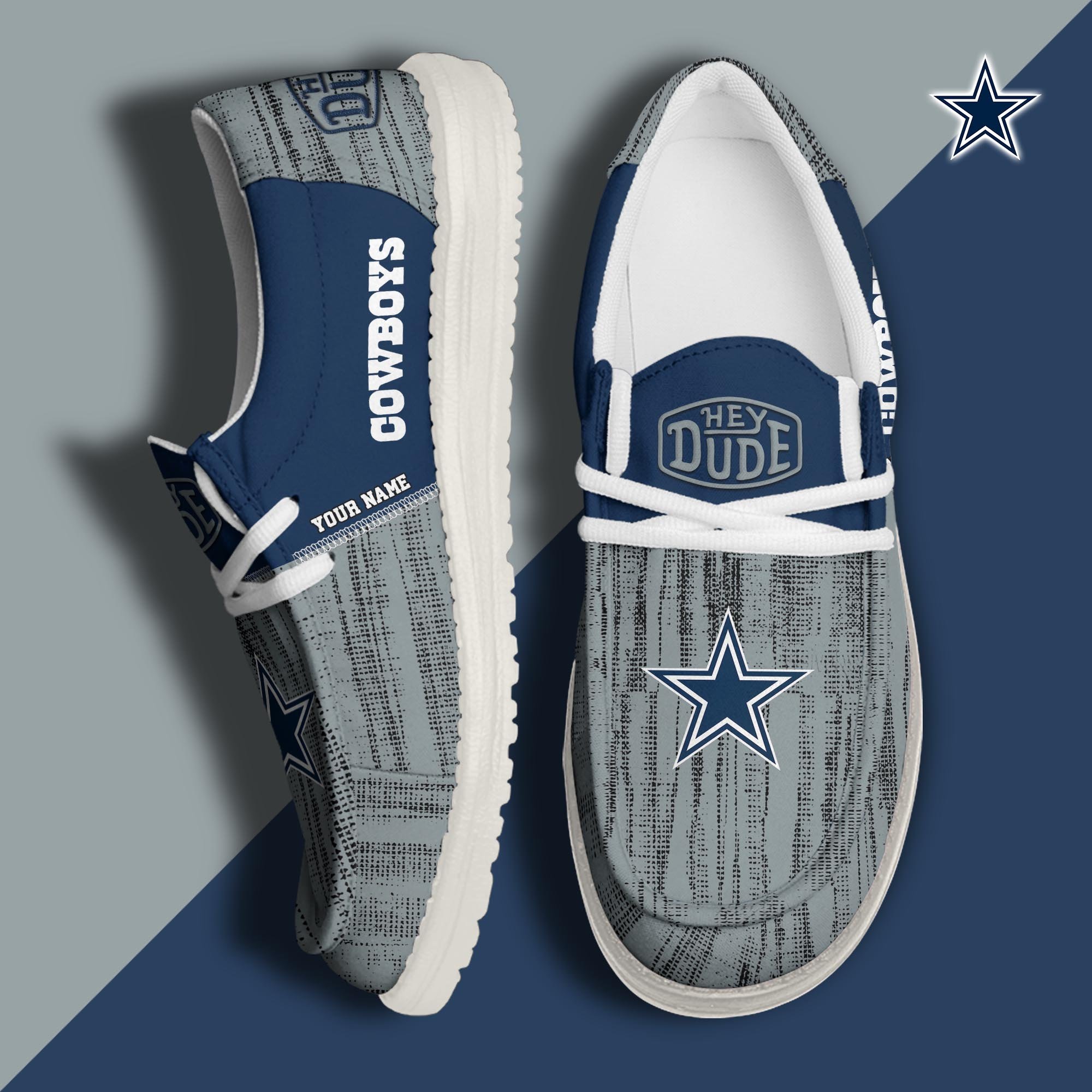 Dallas Cowboys Hey Dude Shoes Personalized Your Name, Sport Hey Dudes For Football Fan, Sport Lovers Gifts 61079