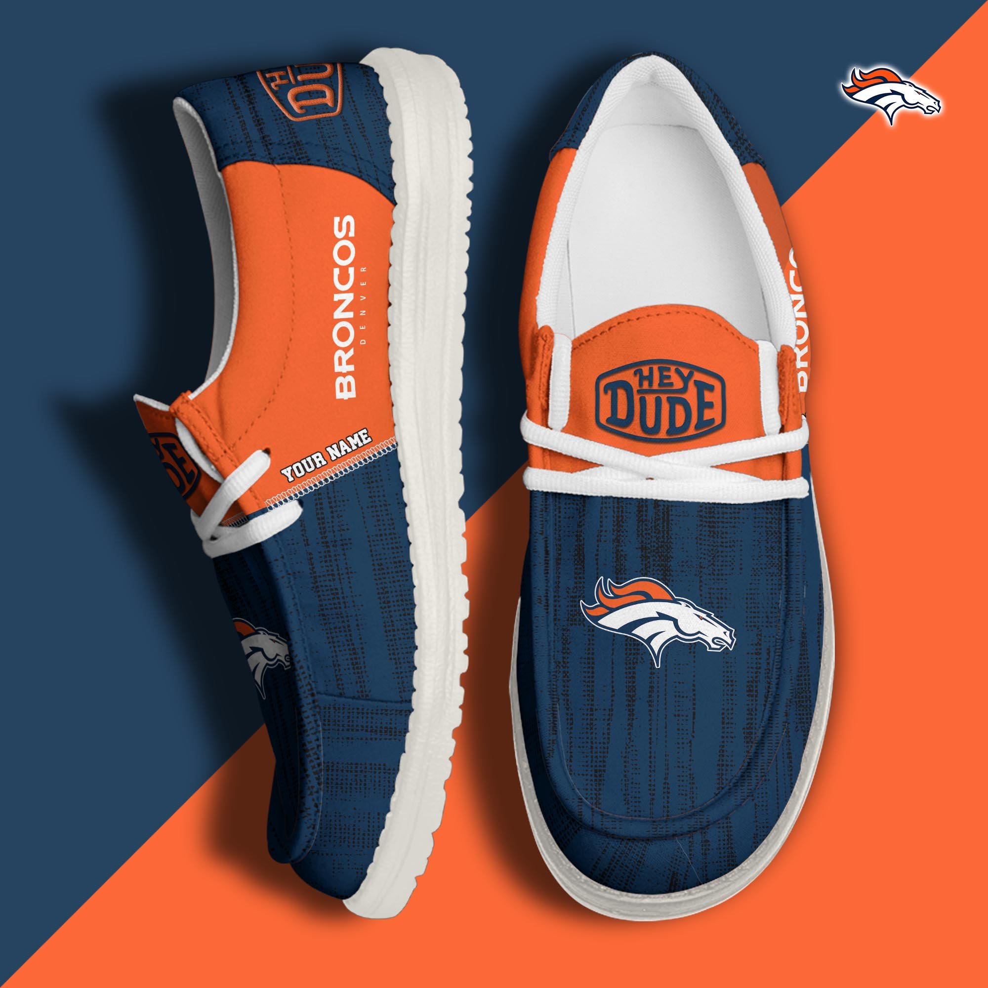 Denver Broncos Hey Dude Shoes Personalized Your Name, Sport Hey Dudes For Football Fan, Sport Lovers Gifts 61079