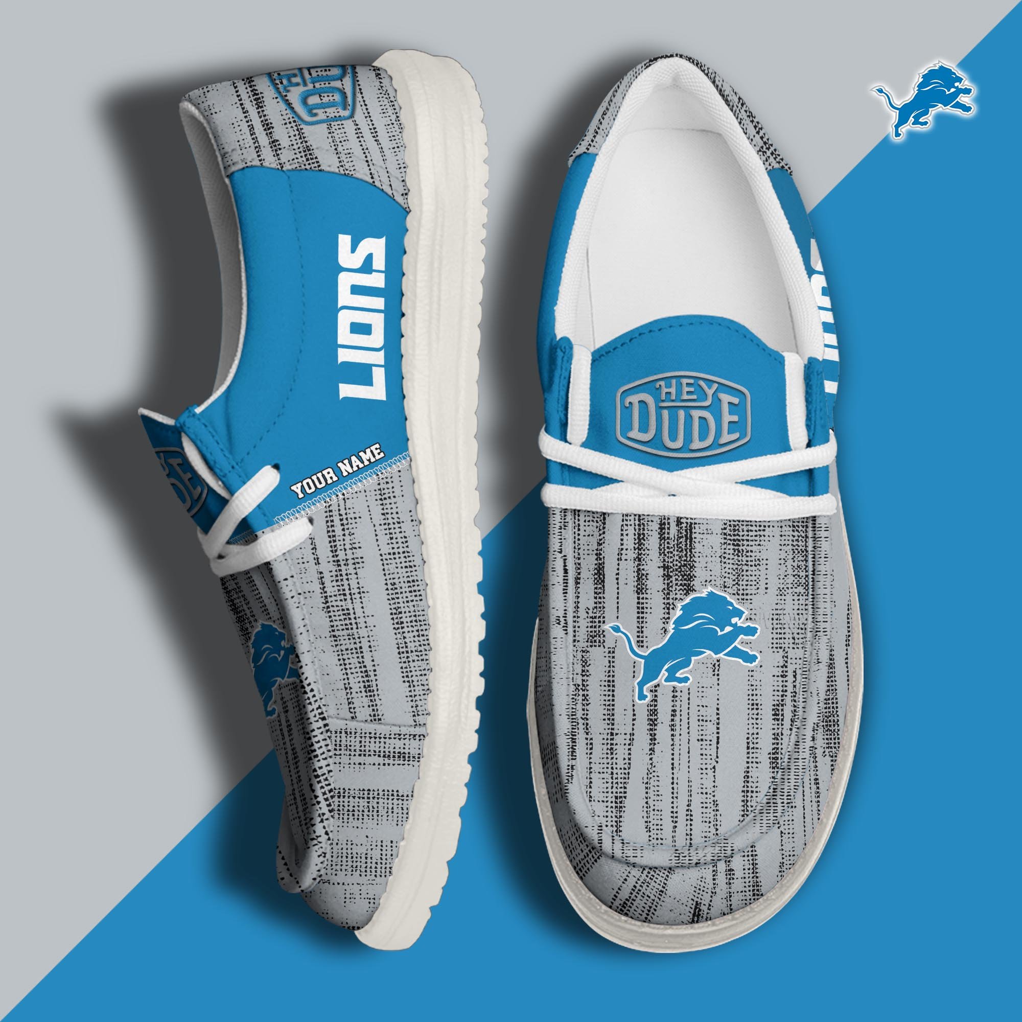 Detroit Lions Hey Dude Shoes Personalized Your Name, Sport Hey Dudes For Football Fan, Sport Lovers Gifts 61079