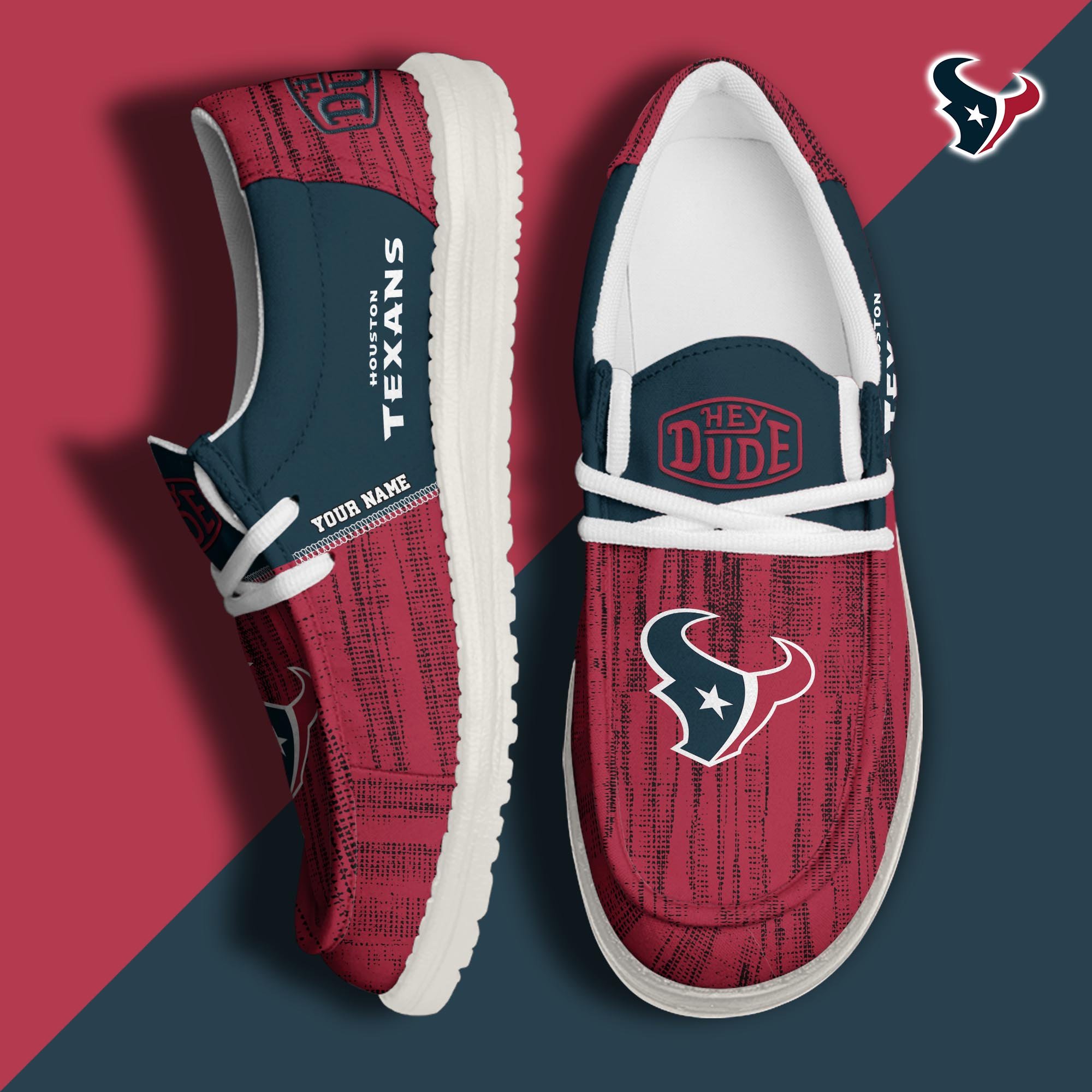 Houston Texans Hey Dude Shoes Personalized Your Name, Sport Hey Dudes For Football Fan, Sport Lovers Gifts 61079