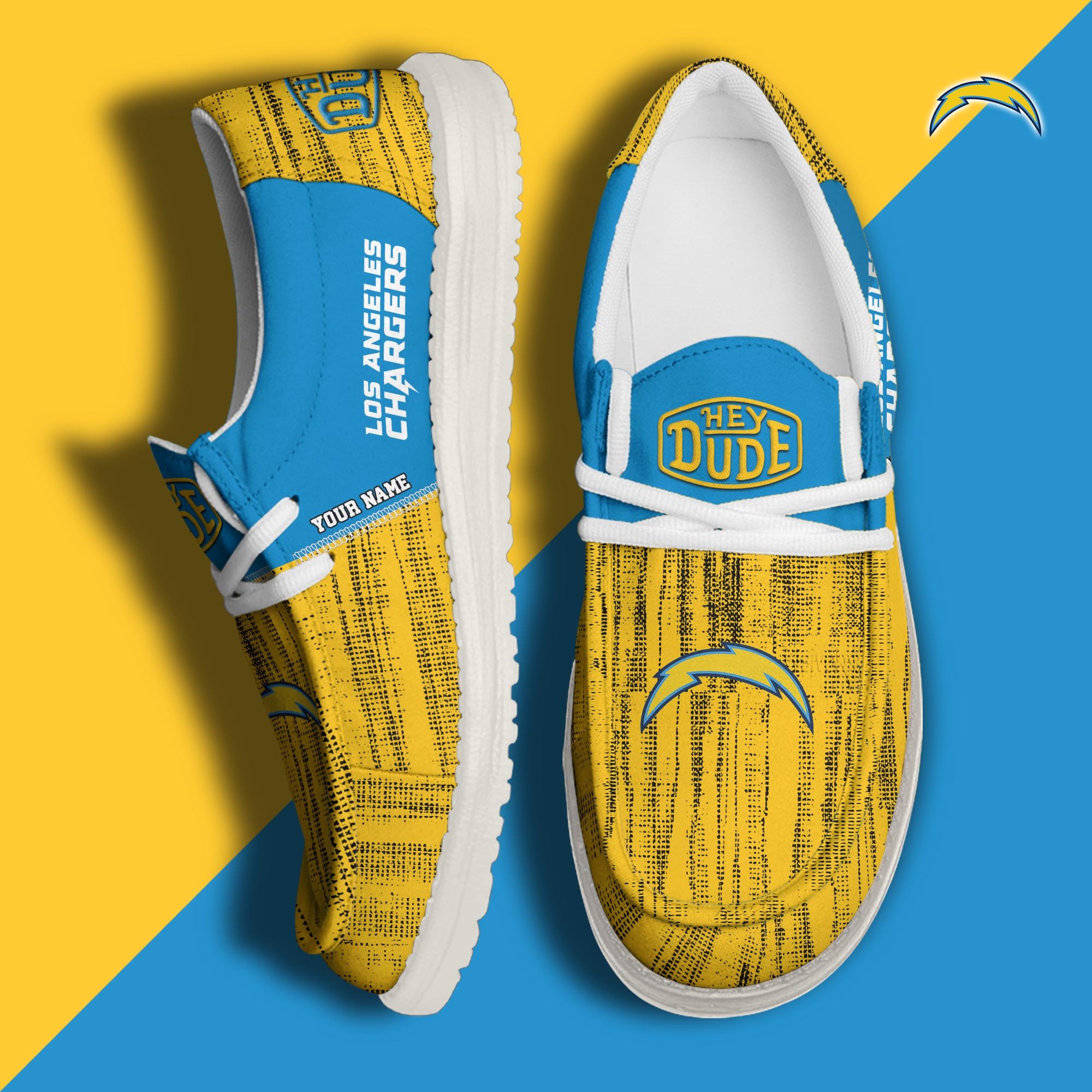 Los Angeles Chargers Hey Dude Shoes Personalized Your Name, Sport Hey Dudes For Football Fan, Sport Lovers Gifts 61079