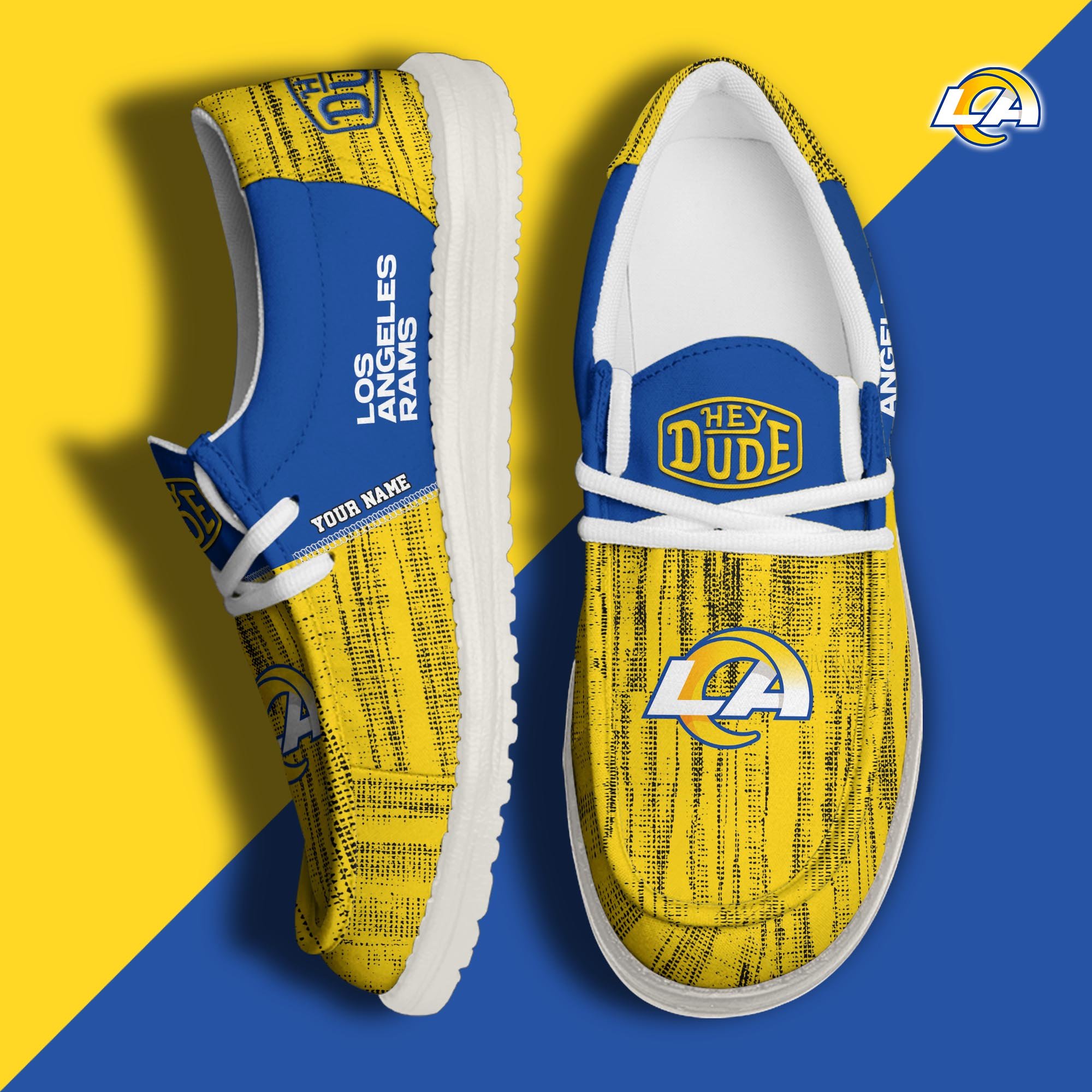 Los Angeles Rams Hey Dude Shoes Personalized Your Name, Sport Hey Dudes For Football Fan, Sport Lovers Gifts 61079