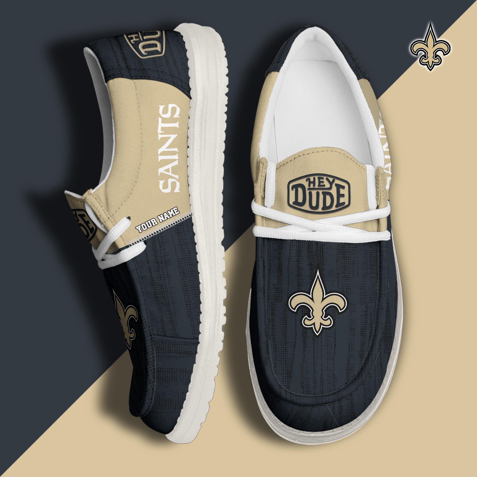 New Orleans Saints Hey Dude Shoes Personalized Your Name, Sport Hey Dudes For Football Fan, Sport Lovers Gifts 61079