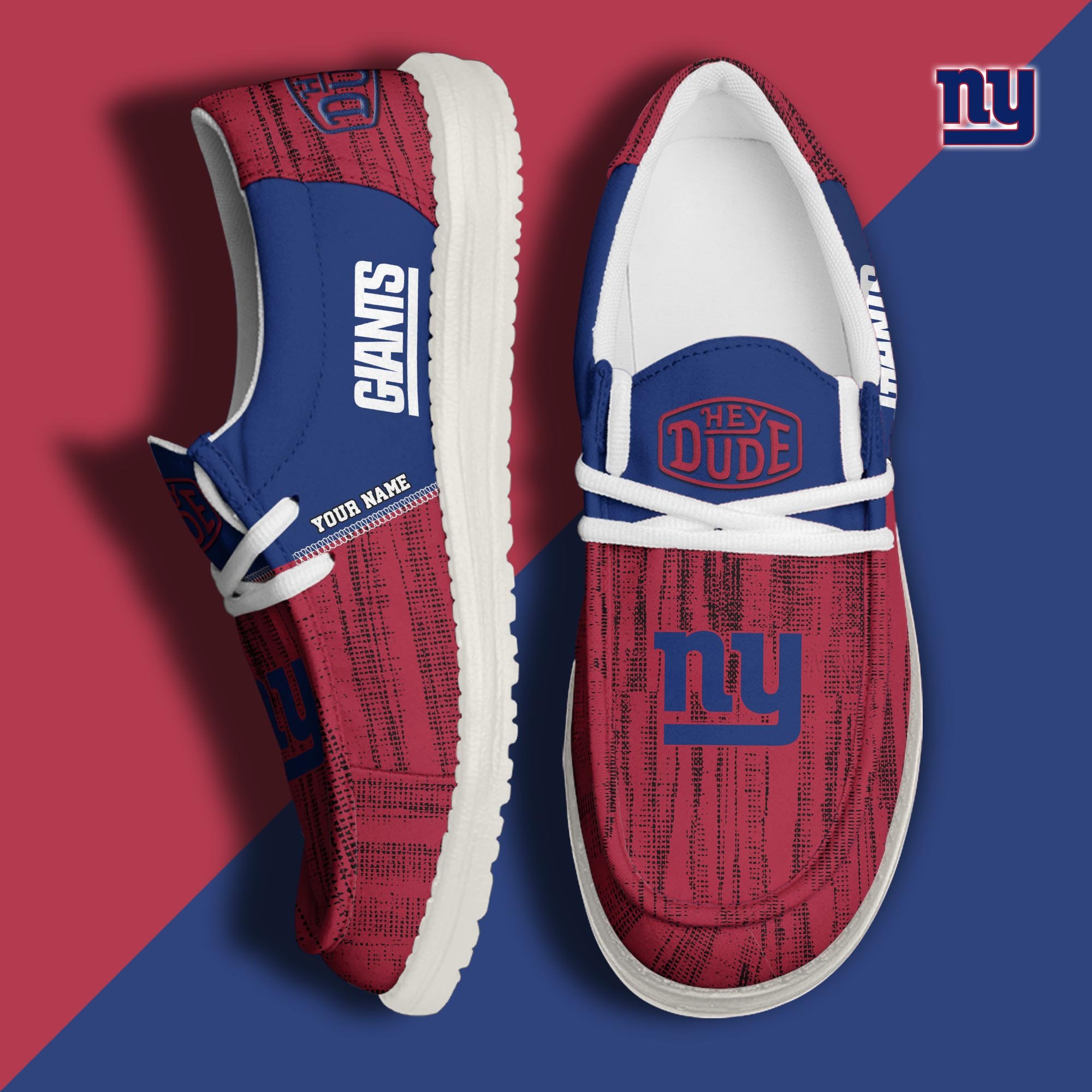 New York Giants Hey Dude Shoes Personalized Your Name, Sport Hey Dudes For Football Fan, Sport Lovers Gifts 61079