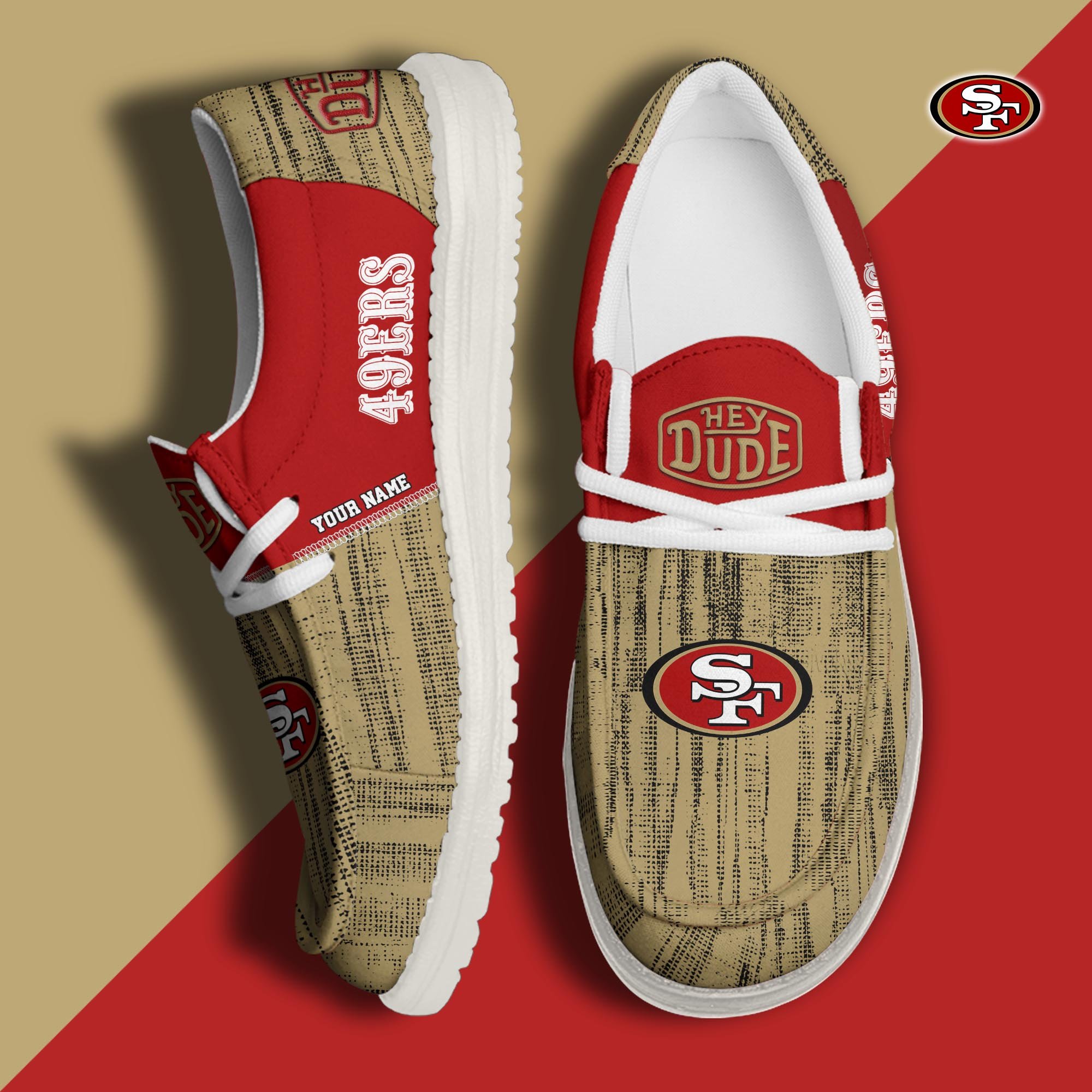 San Francisco 49ers Hey Dude Shoes Personalized Your Name, Sport Hey Dudes For Football Fan, Sport Lovers Gifts 61079