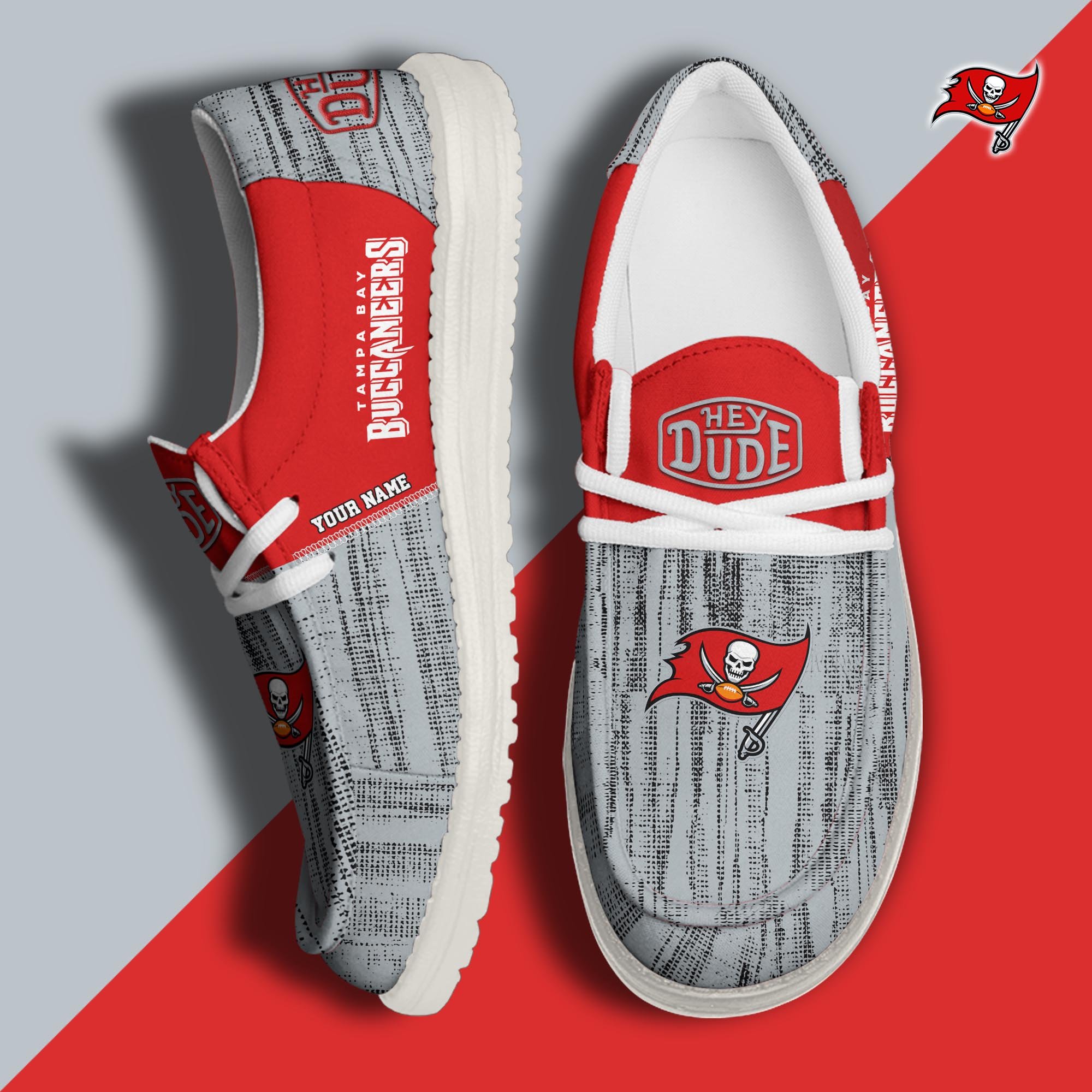 Tampa Bay Buccaneers Hey Dude Shoes Personalized Your Name, Sport Hey Dudes For Football Fan, Sport Lovers Gifts 61079