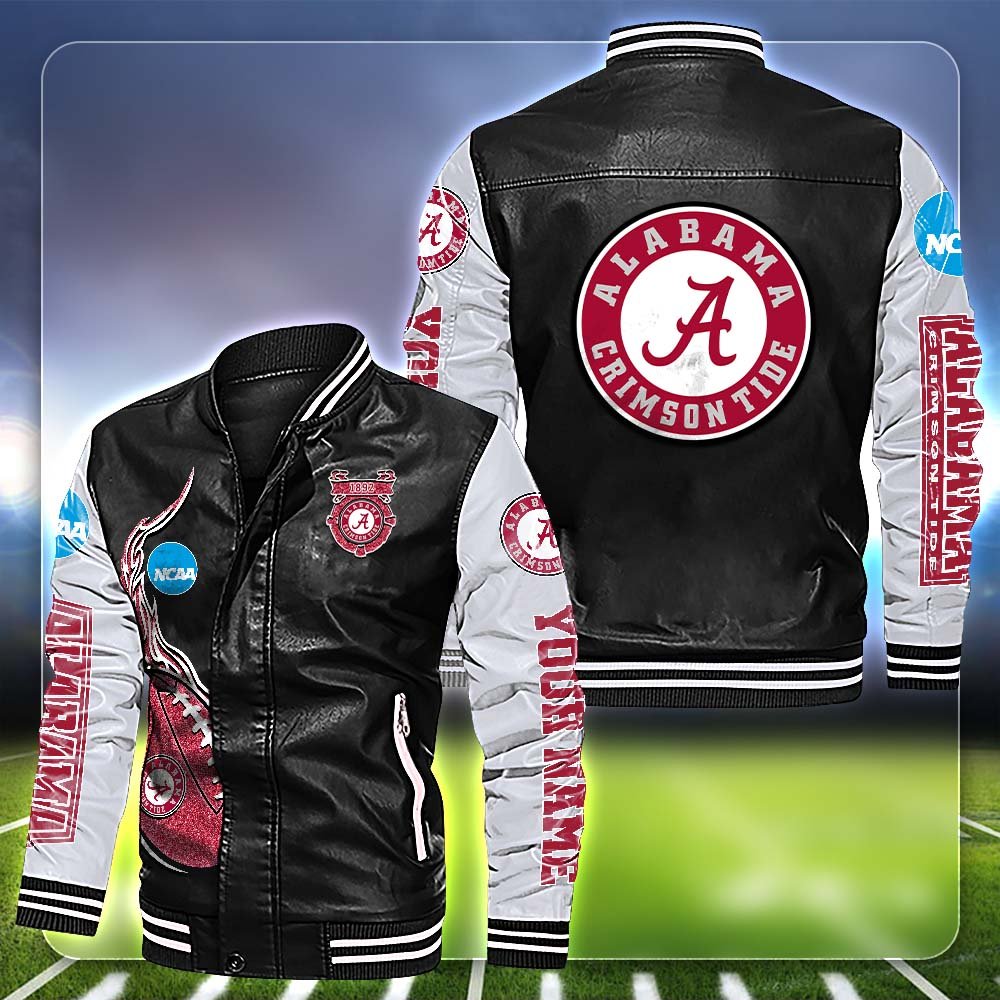 Alabama Crimson Tide Leather Jacket Customized Your Name, Football Team Jackets, Football Gift For Fans ETHY-53554