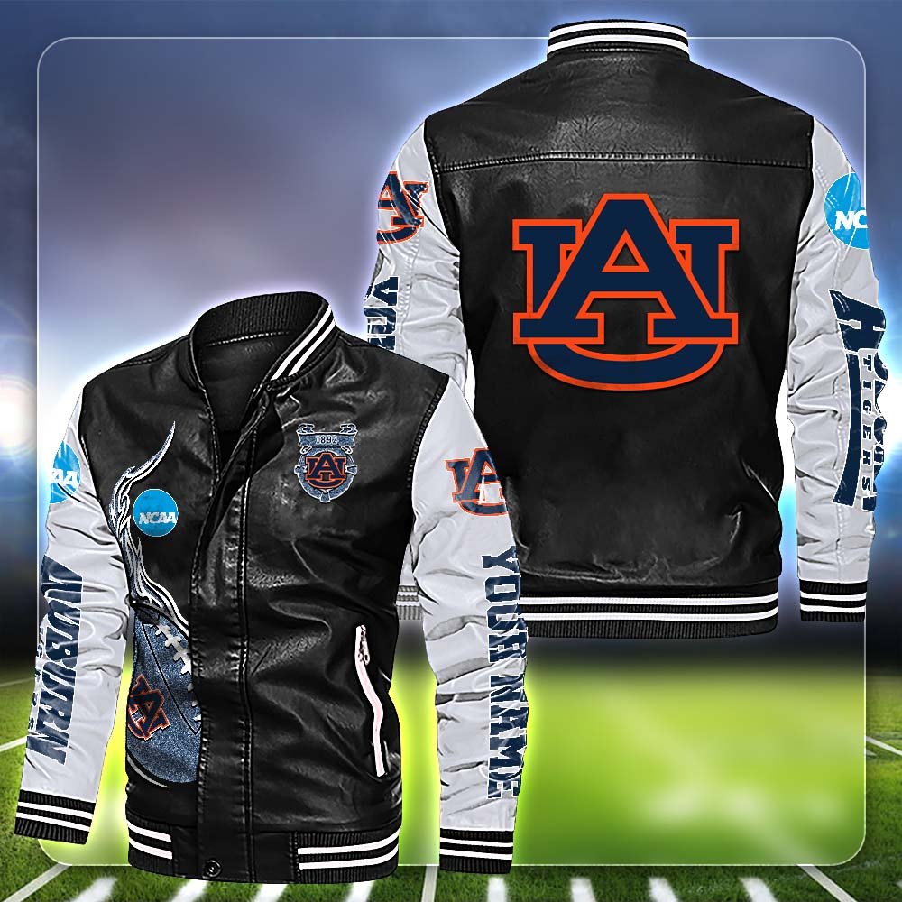 Auburn Tigers Leather Jacket Customized Your Name, Football Team Jackets, Football Gift For Fans ETHY-53554