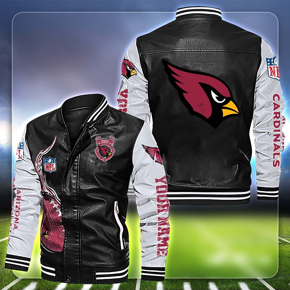 Arizona Cardinals Leather Jacket Customized Your Name, Football Team Jackets, Football Gift For Fans ETHY-53554