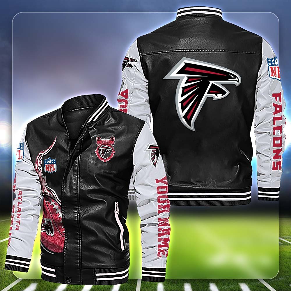 Atlanta Falcons Leather Jacket Customized Your Name, Football Team Jackets, Football Gift For Fans ETHY-53554