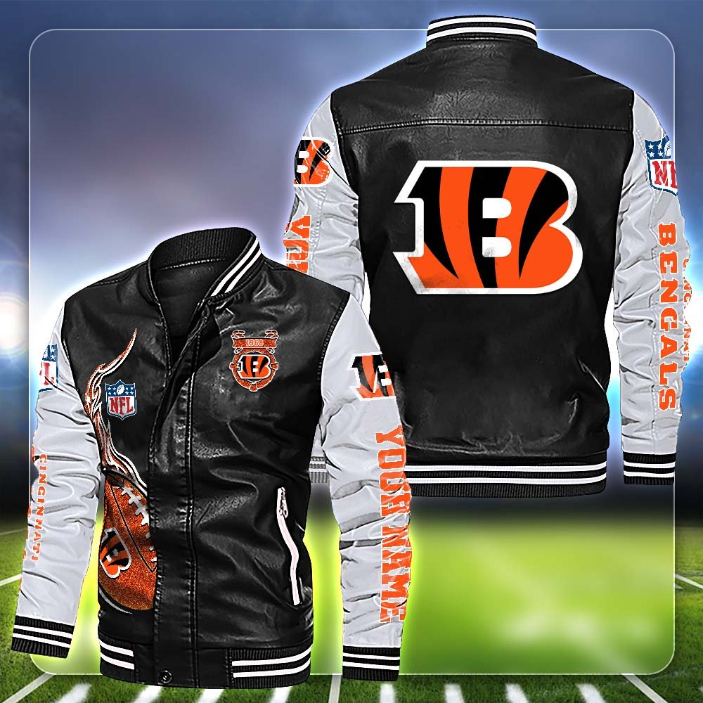 Cincinnati Bengals Leather Jacket Customized Your Name, Football Team Jackets, Football Gift For Fans ETHY-53554