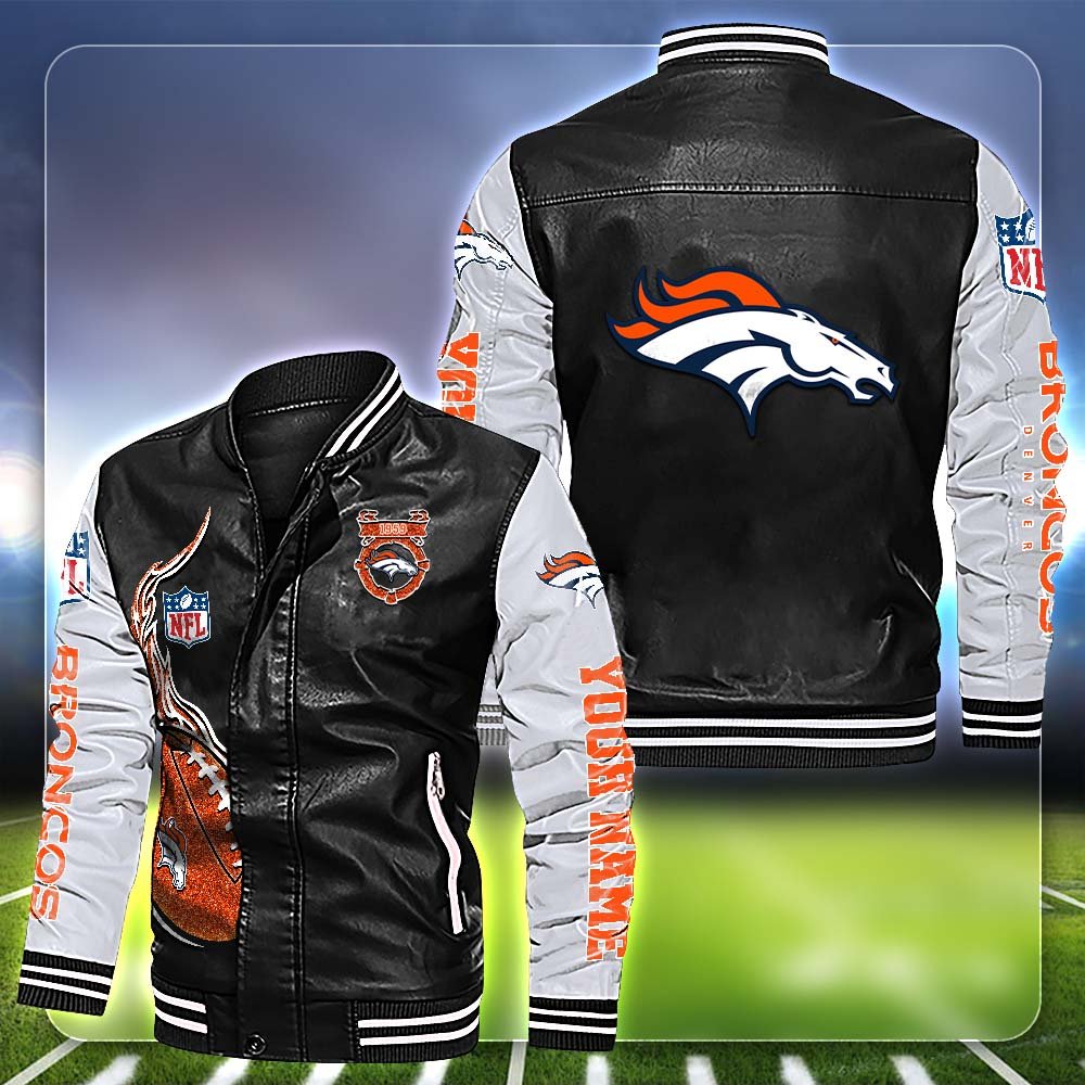 Denver Broncos Leather Jacket Customized Your Name, Football Team Jackets, Football Gift For Fans ETHY-53554