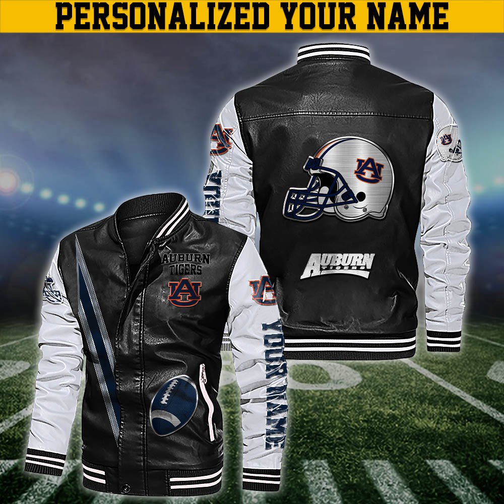 Auburn Tigers Leather Jacket Customized Your Name, Sport Team Jackets, Sport Gift For Fans ETHY-53608