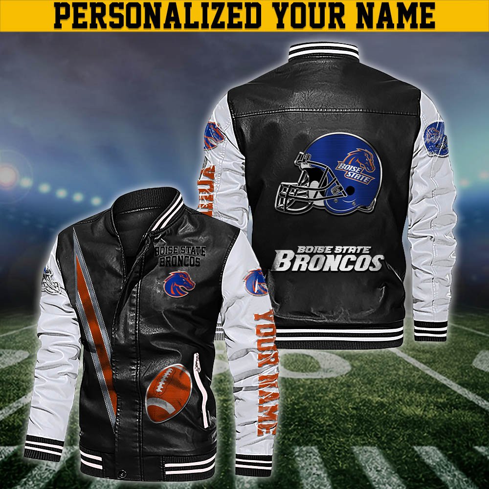 Boise State Broncos Leather Jacket Customized Your Name, Sport Team Jackets, Sport Gift For Fans ETHY-53608