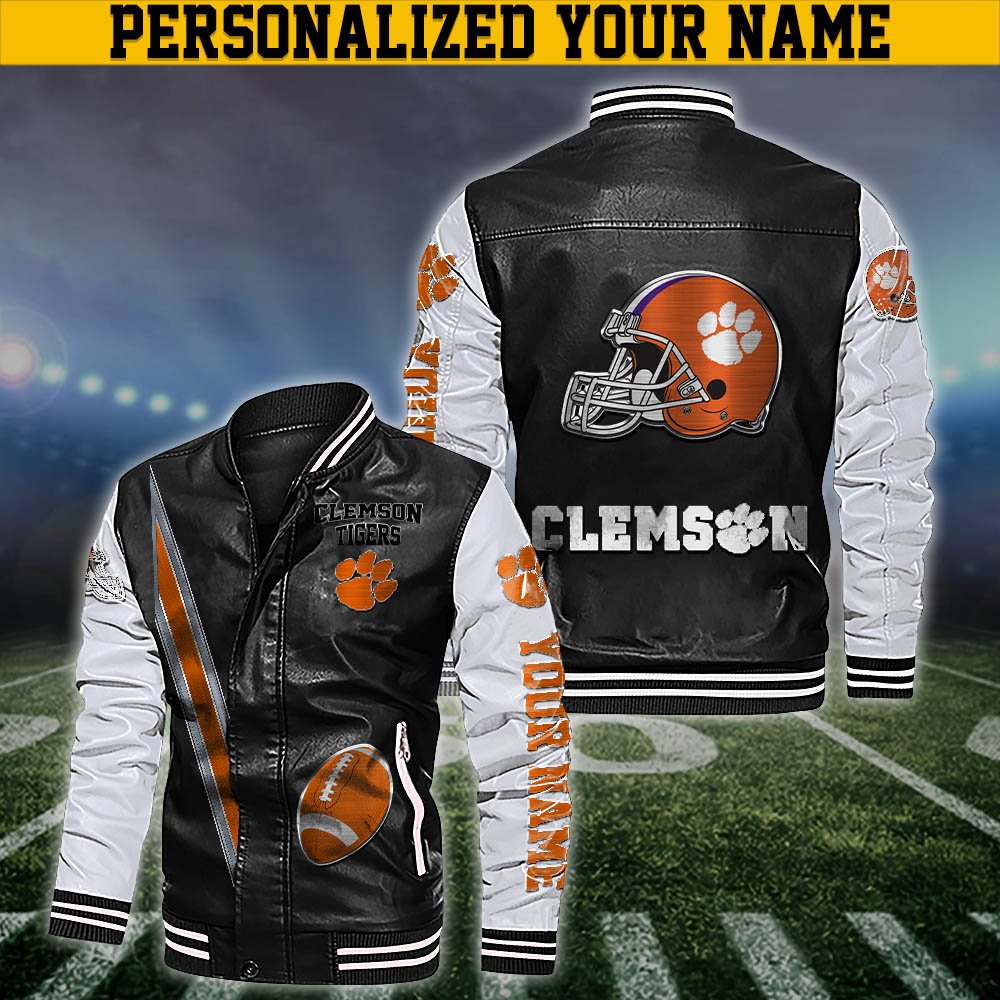 Clemson Tigers Leather Jacket Customized Your Name, Sport Team Jackets, Sport Gift For Fans ETHY-53608