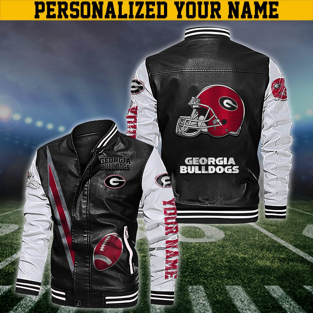 Georgia Bulldogs Leather Jacket Customized Your Name, Sport Team Jackets, Sport Gift For Fans ETHY-53608