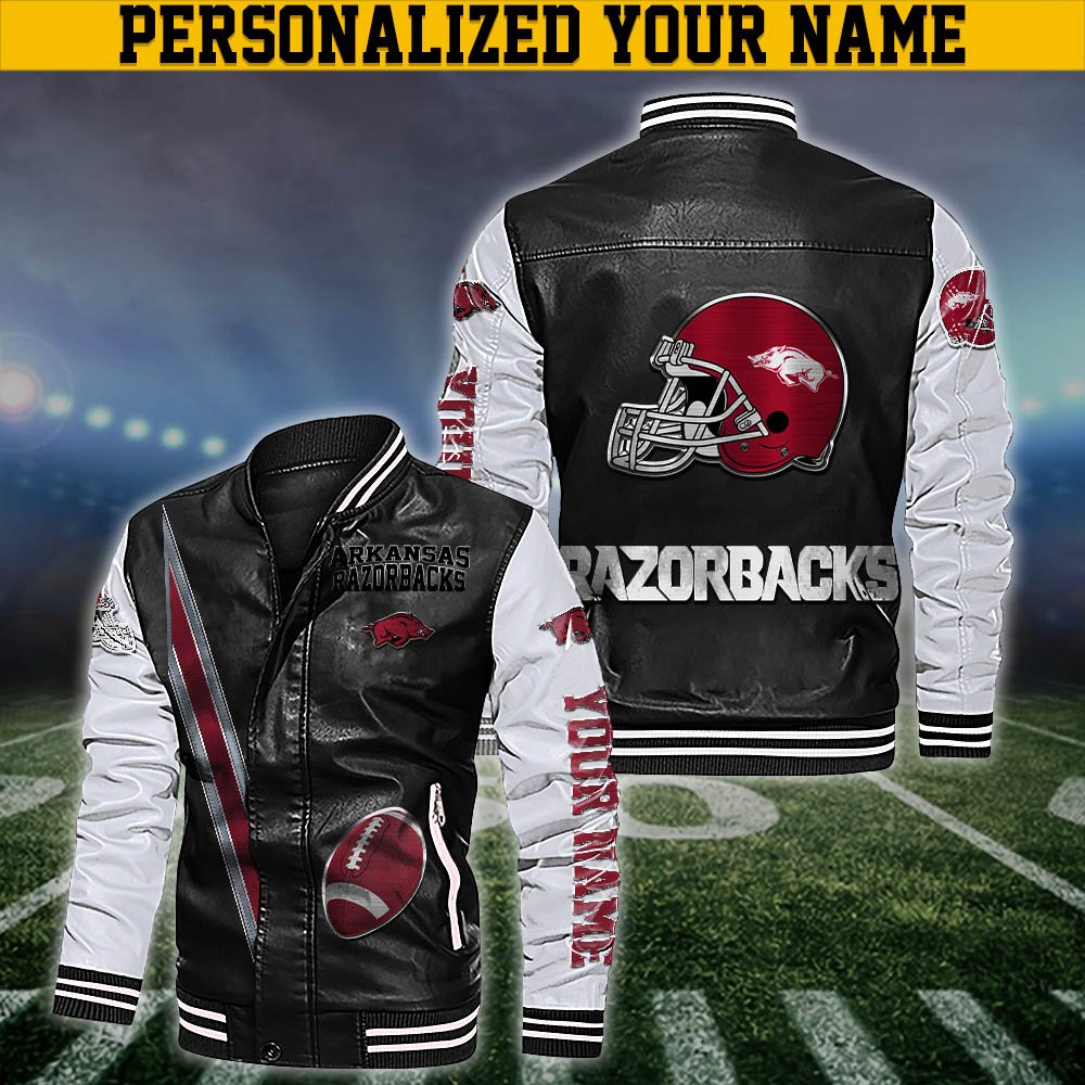 Arkansas Razorbacks Leather Jacket Customized Your Name, Sport Team Jackets, Sport Gift For Fans ETHY-53608