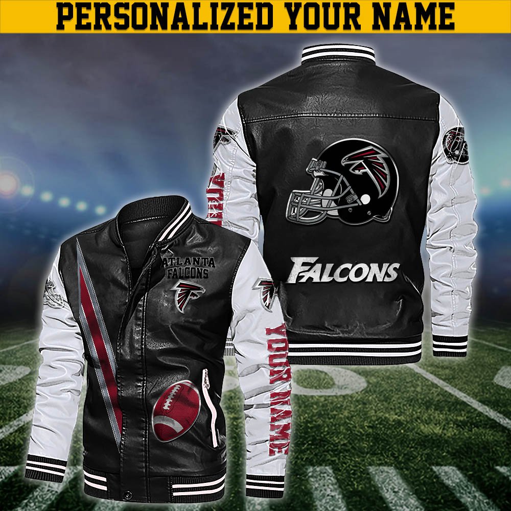 Atlanta Falcons Leather Jacket Customized Your Name, Sport Team Jackets, Sport Gift For Fans ETHY-53608