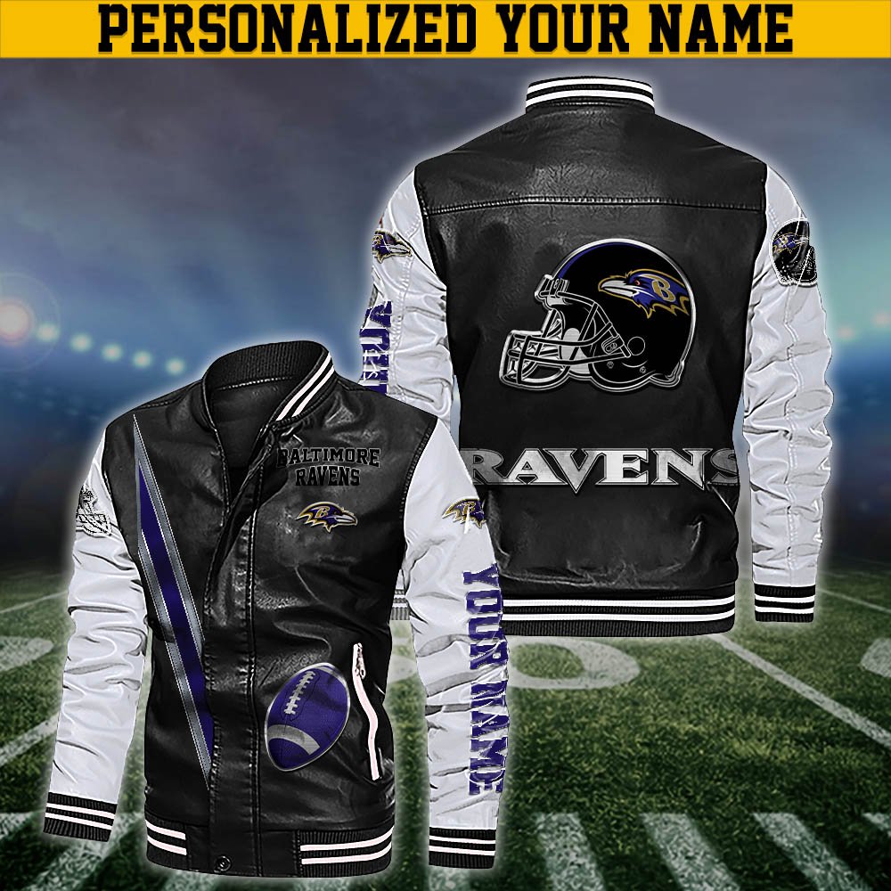 Baltimore Ravens Leather Jacket Customized Your Name, Sport Team Jackets, Sport Gift For Fans ETHY-53608