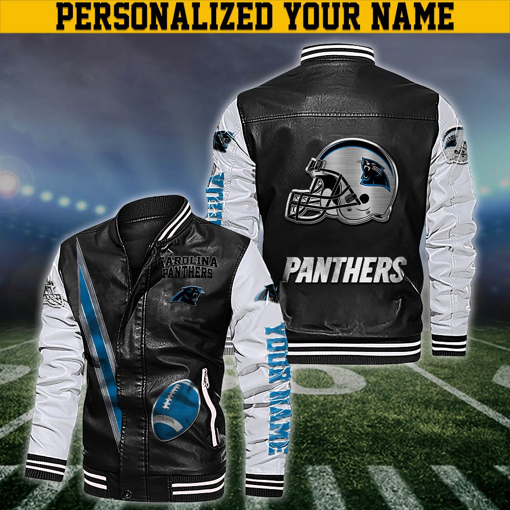 Carolina Panthers Leather Jacket Customized Your Name, Sport Team Jackets, Sport Gift For Fans ETHY-53608