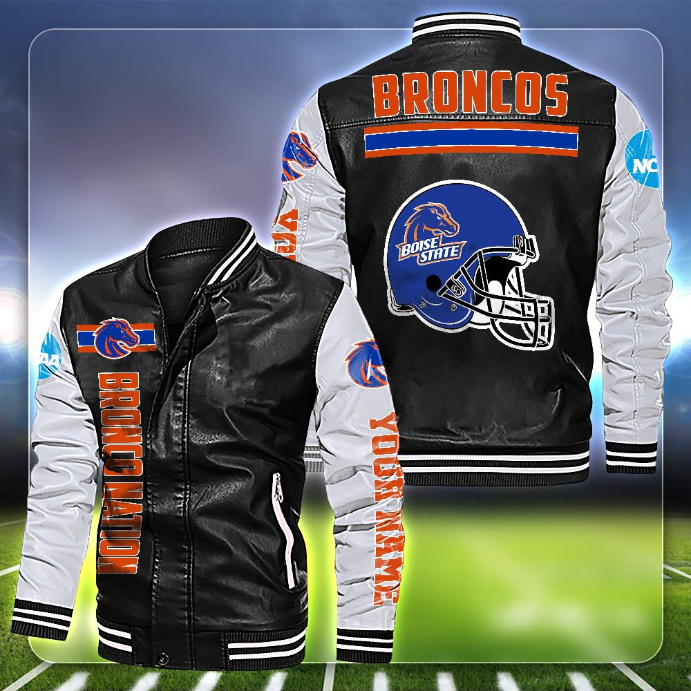 Boise State Broncos Leather Jacket Customized Your Name, Sport Team Jackets For Fans, Sport Gifts ETHY-53612