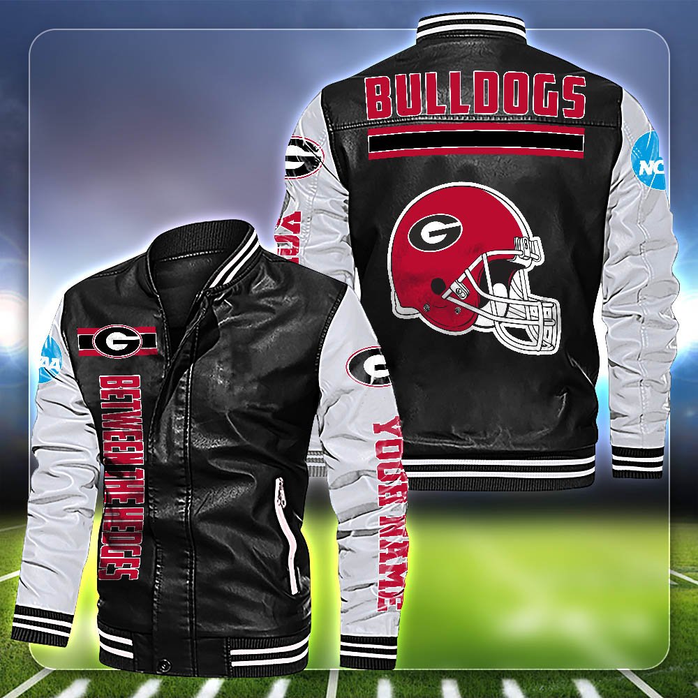 Georgia Bulldogs Leather Jacket Customized Your Name, Sport Team Jackets For Fans, Sport Gifts ETHY-53612