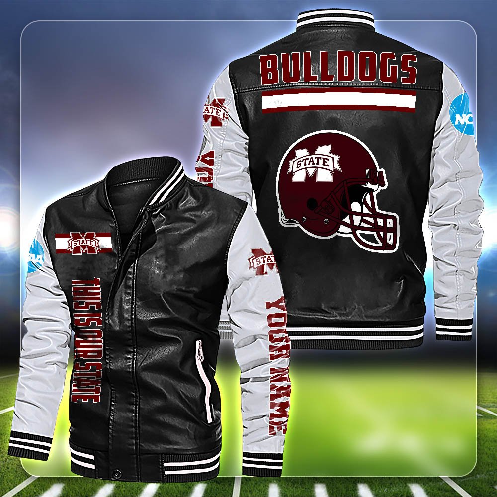 Mississippi State Bulldogs Leather Jacket Customized Your Name, Sport Team Jackets For Fans, Sport Gifts ETHY-53612