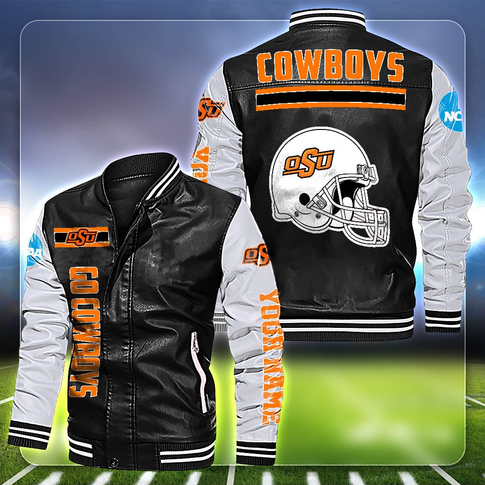 Oklahoma State Cowboys Leather Jacket Customized Your Name, Sport Team Jackets For Fans, Sport Gifts ETHY-53612