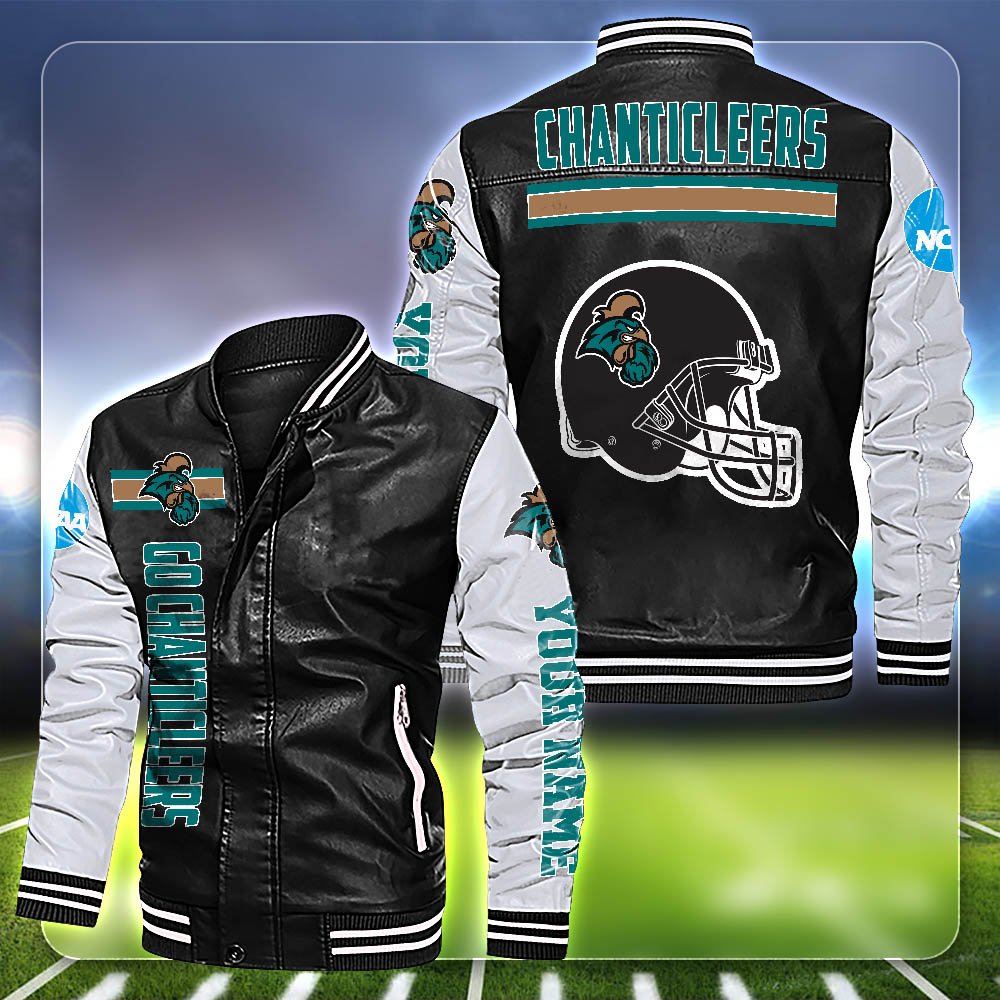 Coastal Carolina Chanticleers Leather Jacket 2024 Version Customized Your Name, Sport Team Jackets For Fans, Sport Gifts ETHY-53612