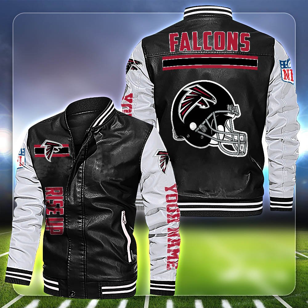 Atlanta Falcons Leather Jacket Customized Your Name, Sport Team Jackets For Fans, Sport Gifts ETHY-53612