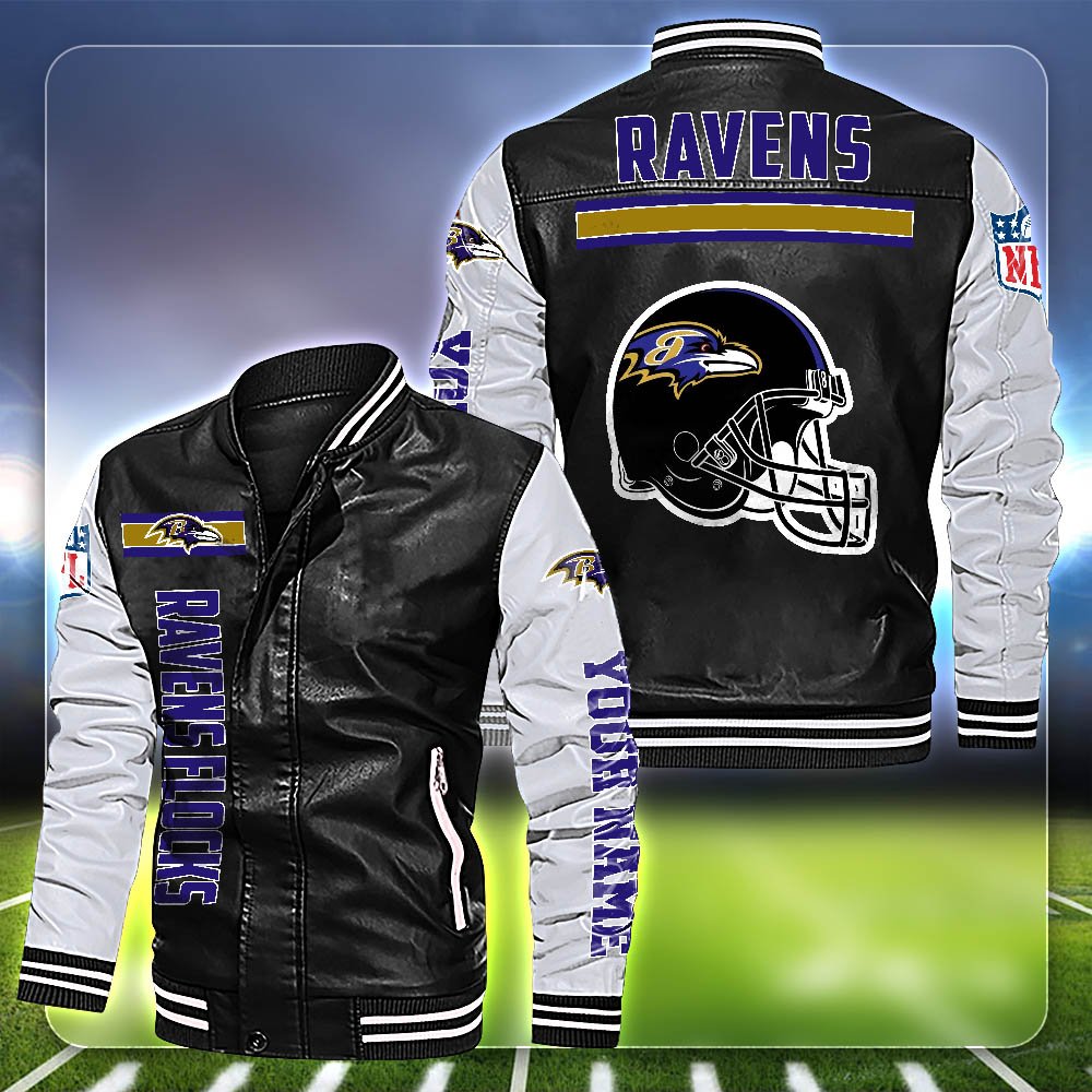 Baltimore Ravens Leather Jacket Customized Your Name, Sport Team Jackets For Fans, Sport Gifts ETHY-53612