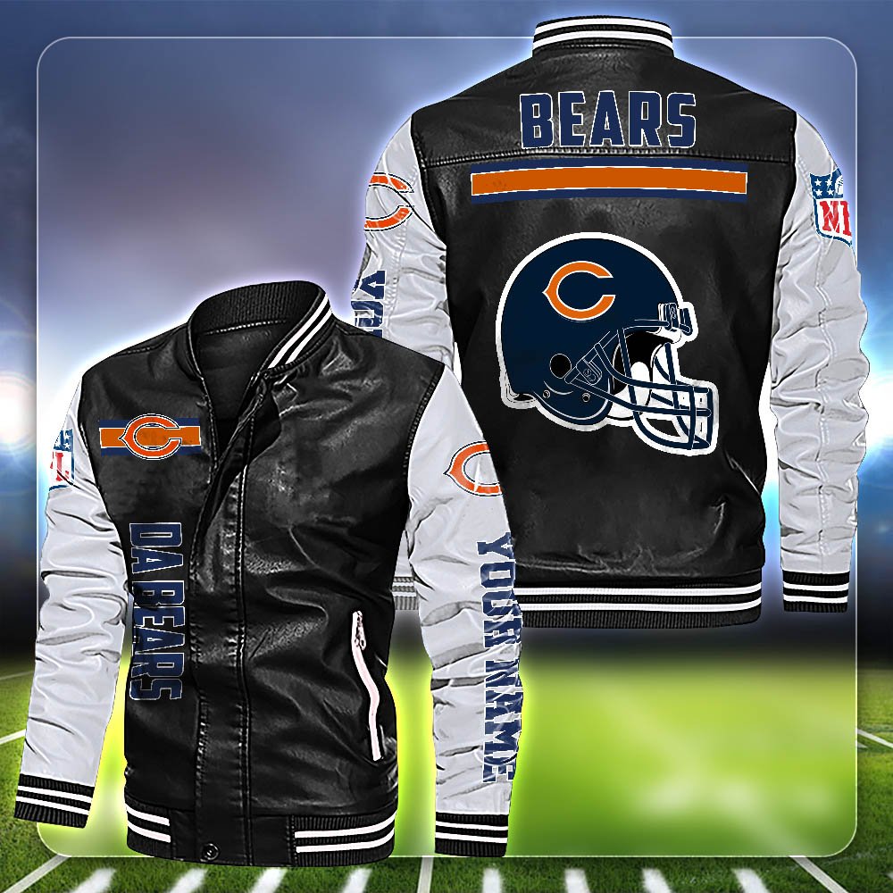 Chicago Bears Leather Jacket Customized Your Name, Sport Team Jackets For Fans, Sport Gifts ETHY-53612