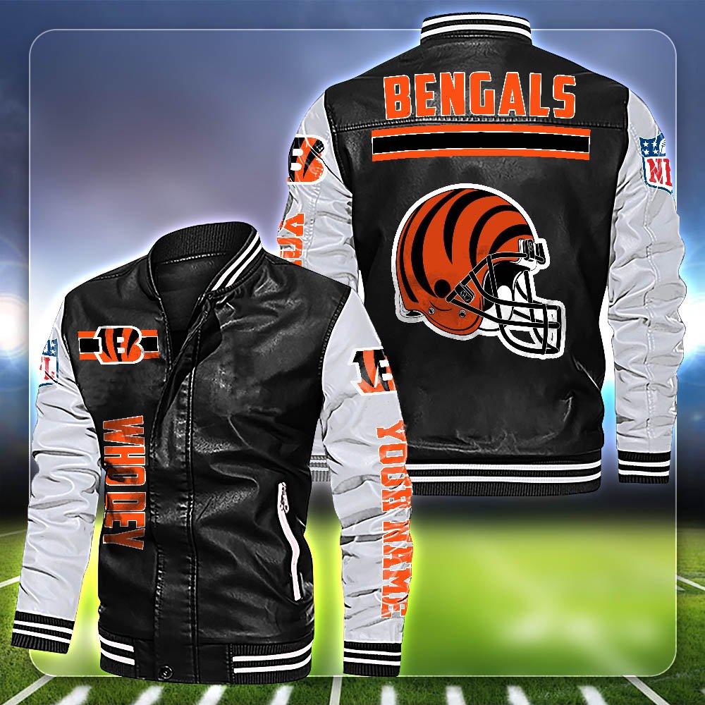 Cincinnati Bengals Leather Jacket Customized Your Name, Sport Team Jackets For Fans, Sport Gifts ETHY-53612